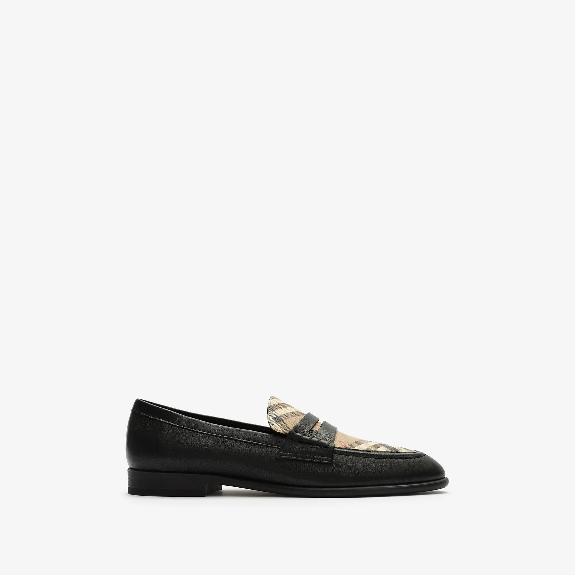 Check and Leather Opal Loafers - 1