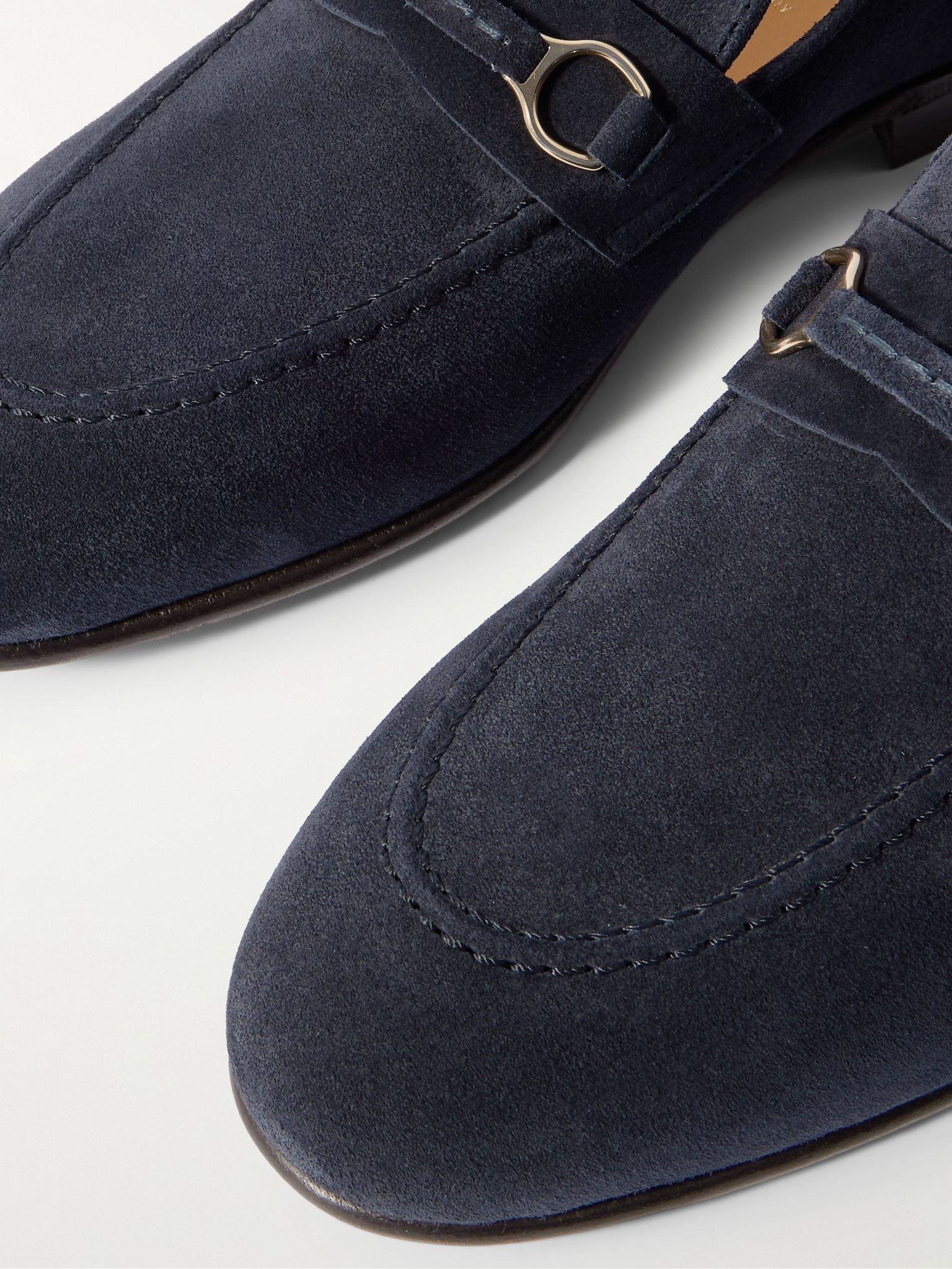 Embellished Suede Loafers Navy - 5