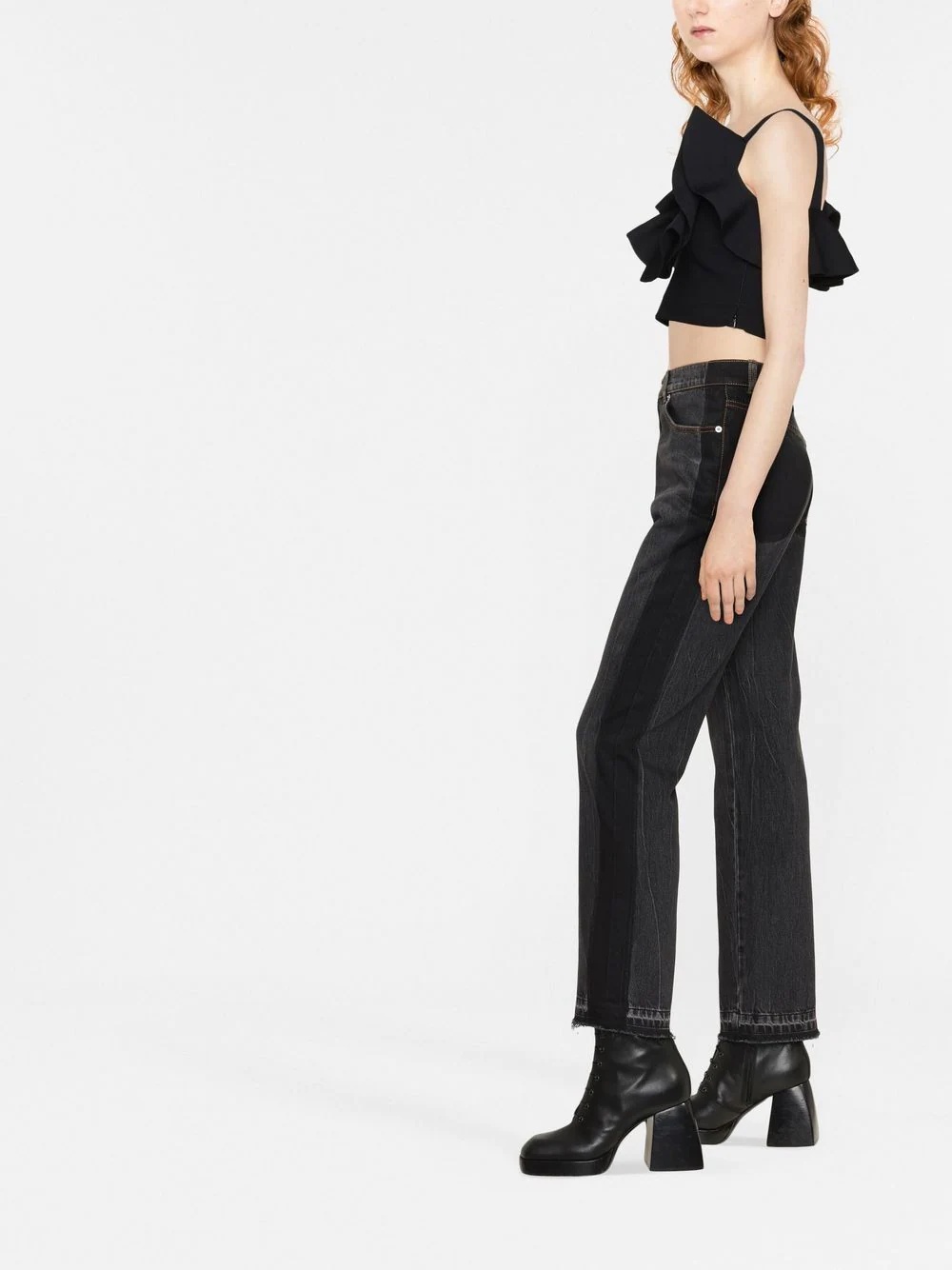 gathered-neckline cropped top - 3