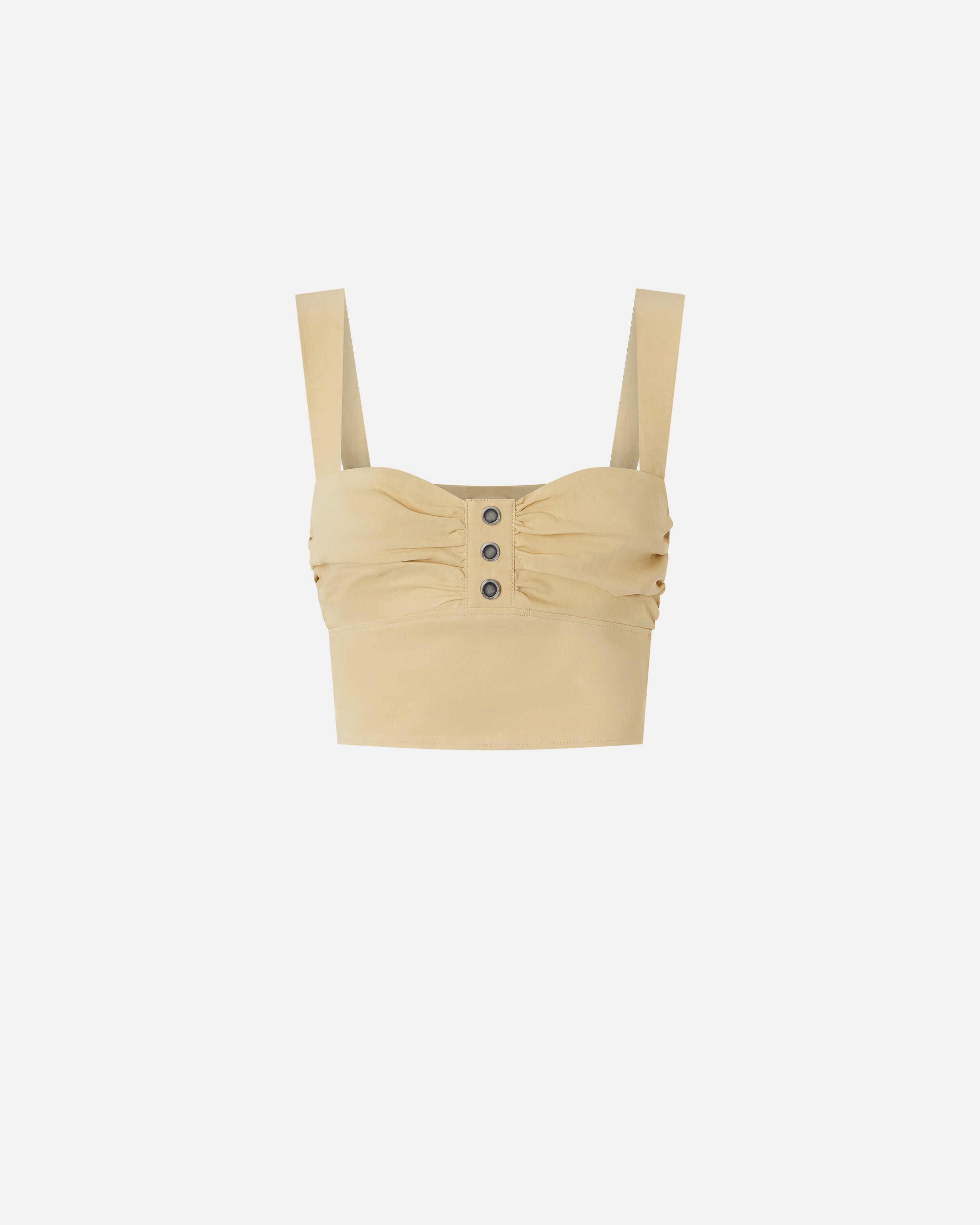 BUTTONED LINEN CROP TOP - 1