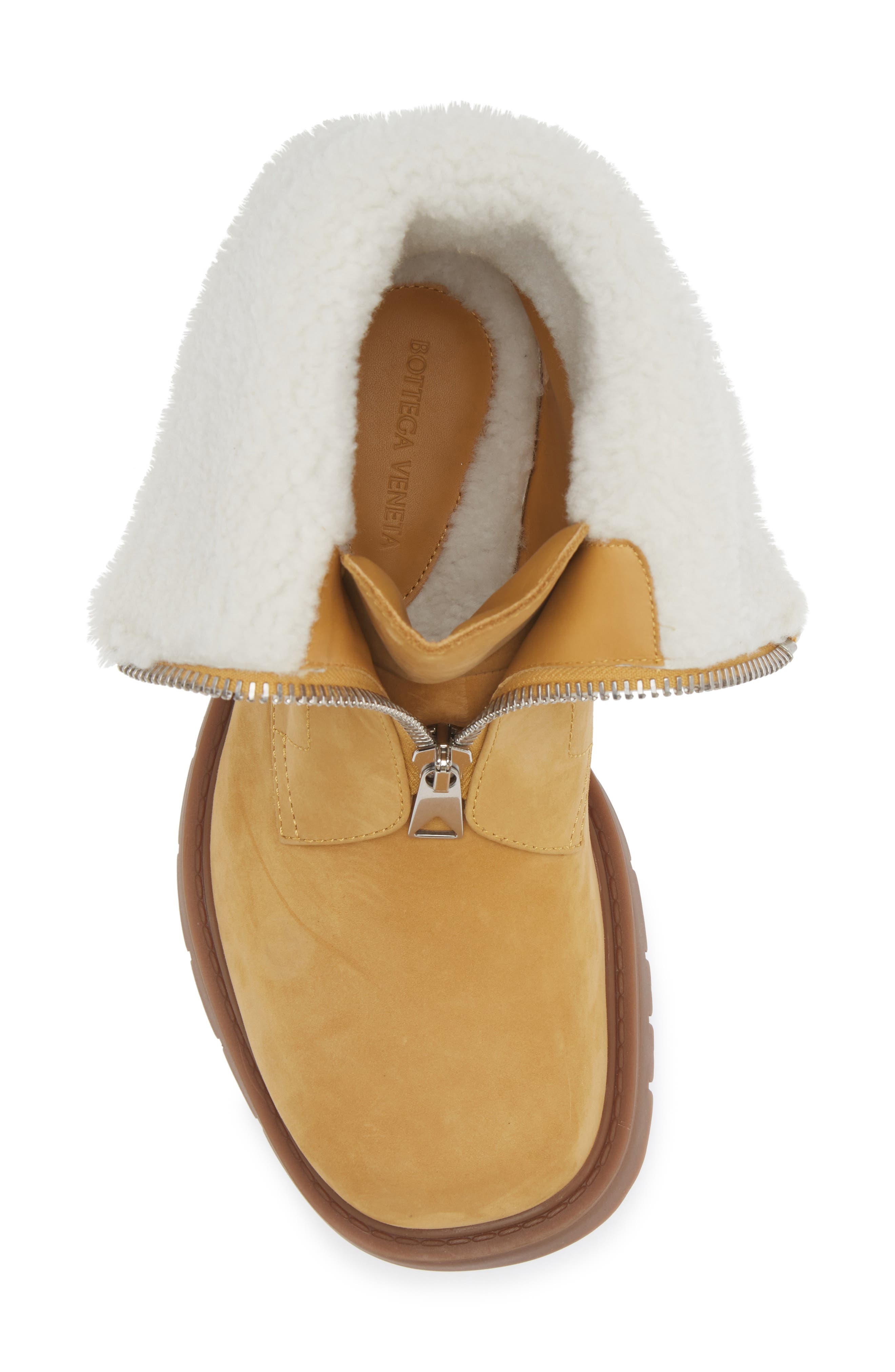 Bottega Veneta Haddock Lug Sole Genuine Shearling Lined Boot in Ochre/Popcorn at Nordstrom - 5