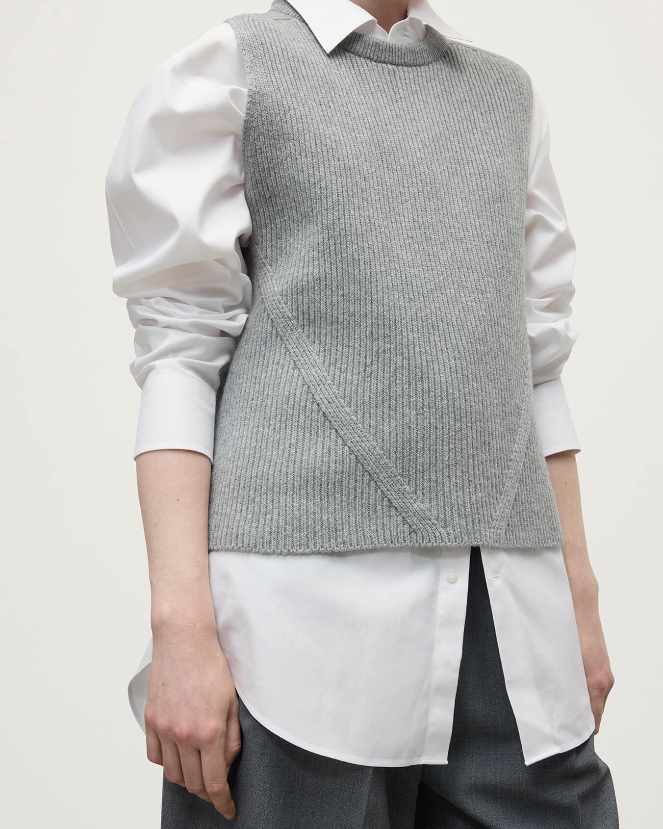 Sleeveless Grey Cashmere Tank Top - 5