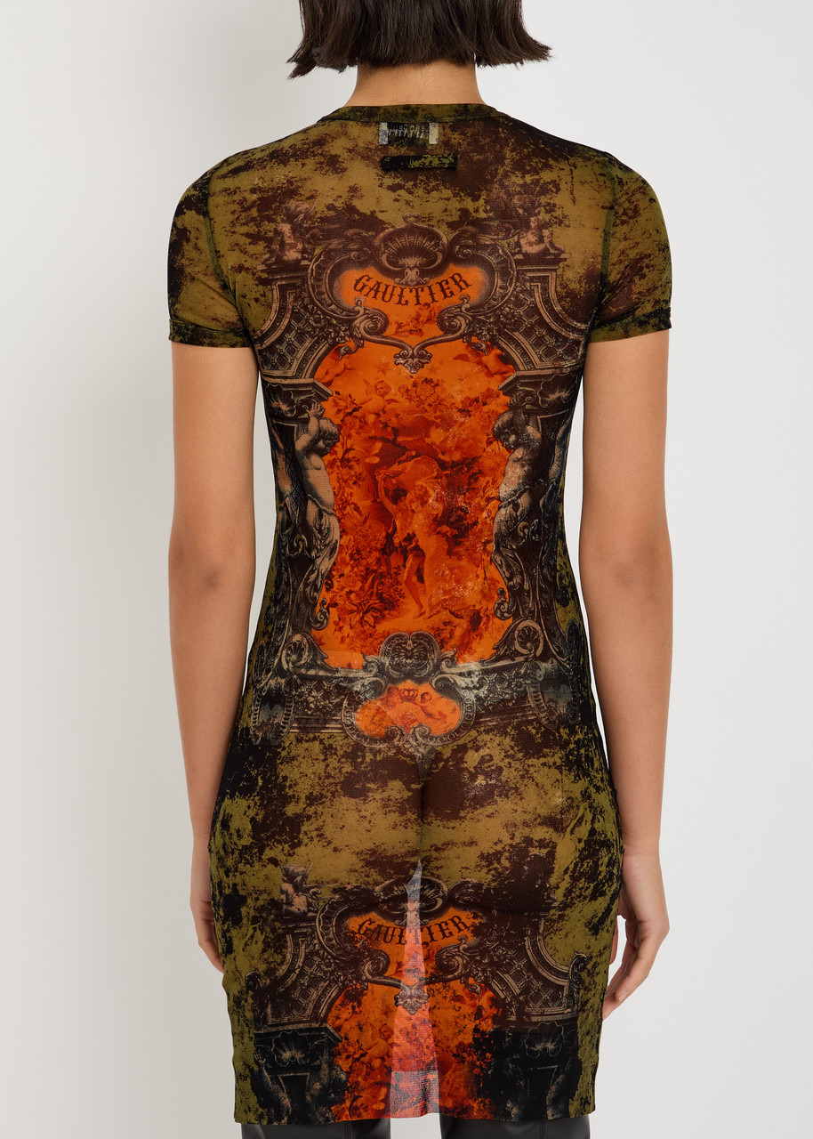 Jean Paul Gaultier Printed Mesh Mini Dress - 3