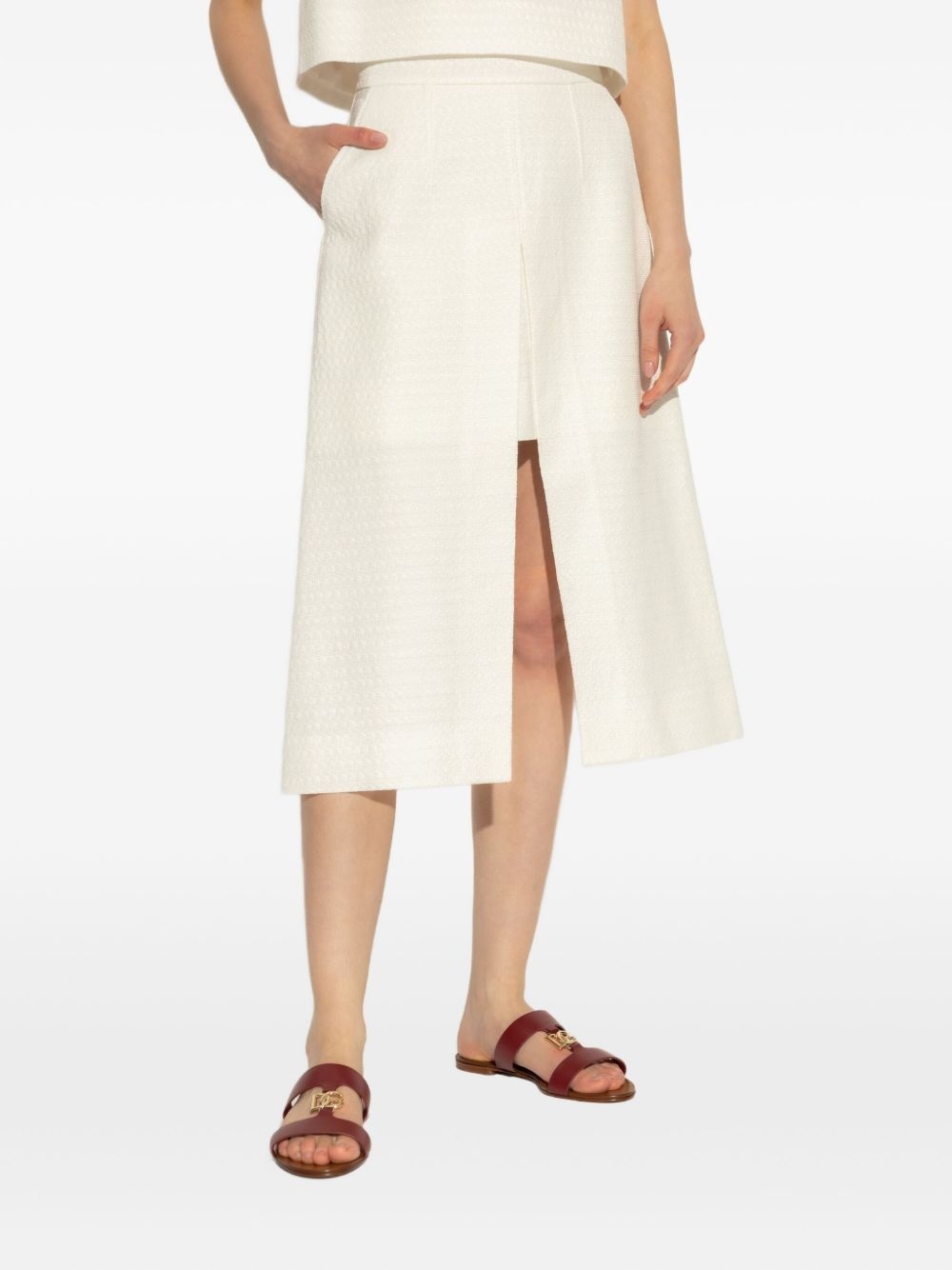 textured front-split skirt - 3
