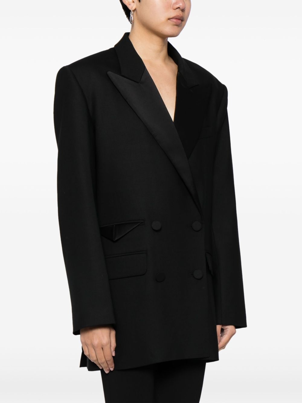 double-breasted tuxedo blazer - 3