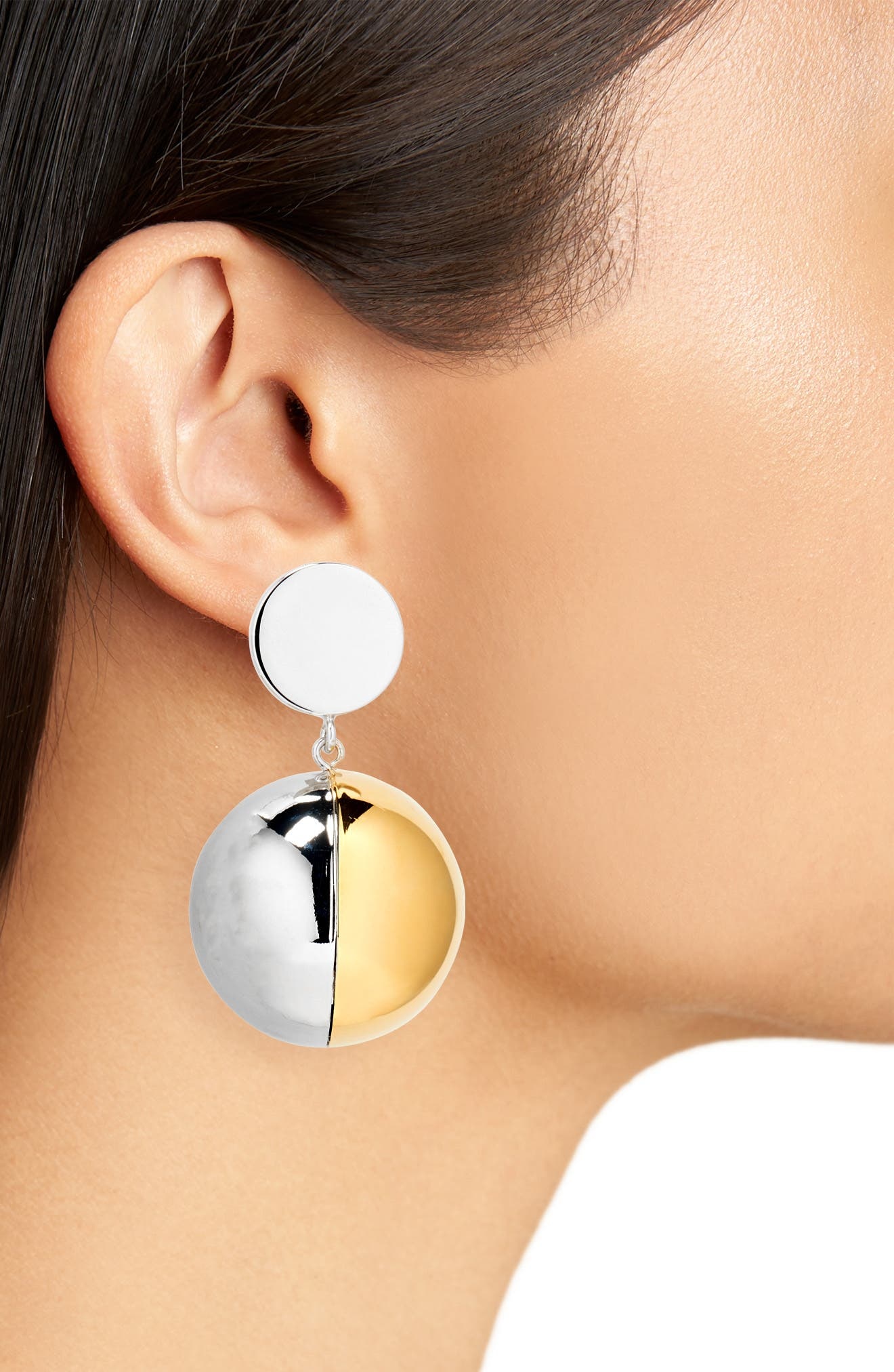 Rabanne Two-Tone Ball Clip-On Earrings in Gold /Transparent at Nordstrom - 2
