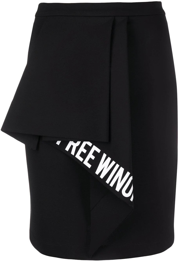 slogan-print ruffled-detail skirt 1