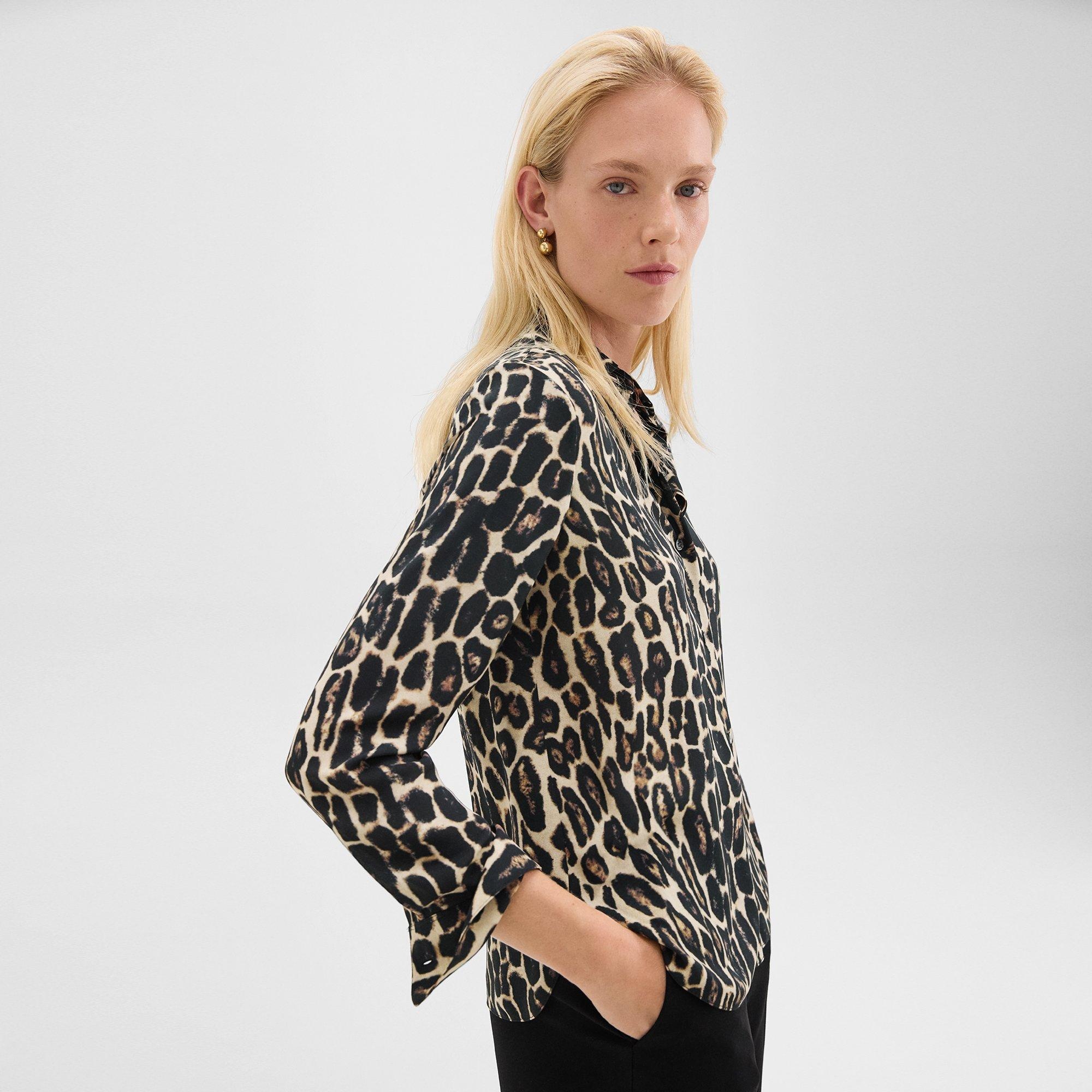 Straight Shirt in Recycled Leopard Print Georgette - 2
