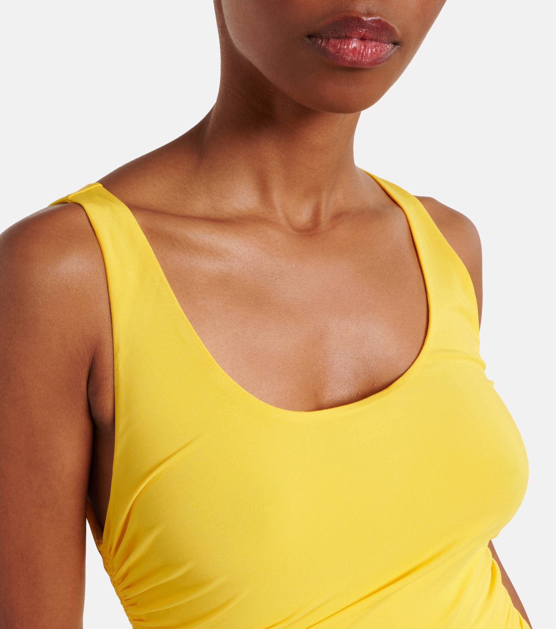 Asymmetric gathered jersey maxi dress - 4