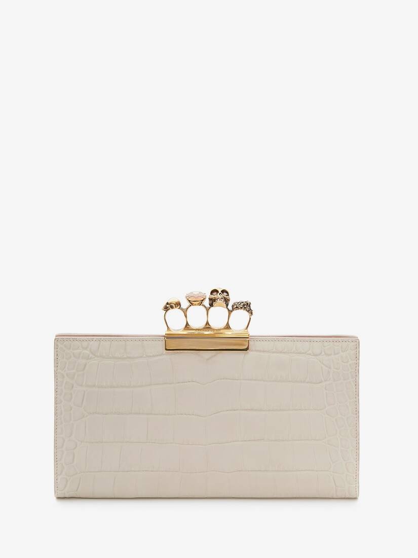 Jewelled Flat Pouch in Ivory - 1