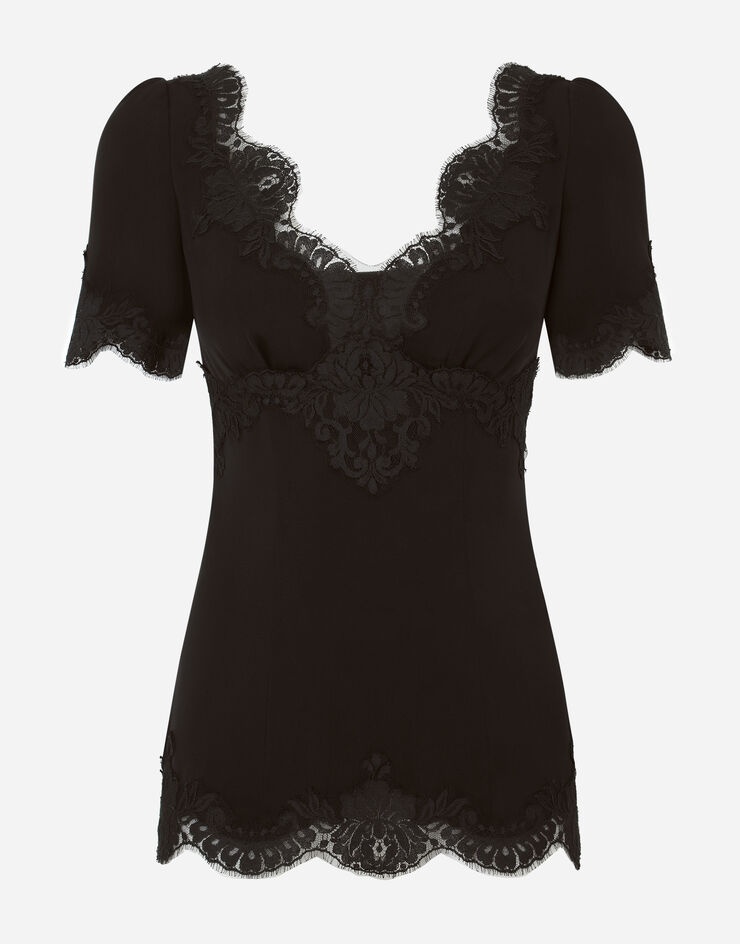 Charmeuse top with lace details - 3