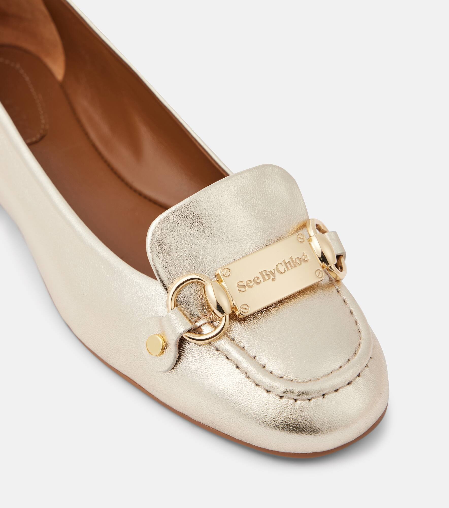 Signature metallic leather ballet flats - 6
