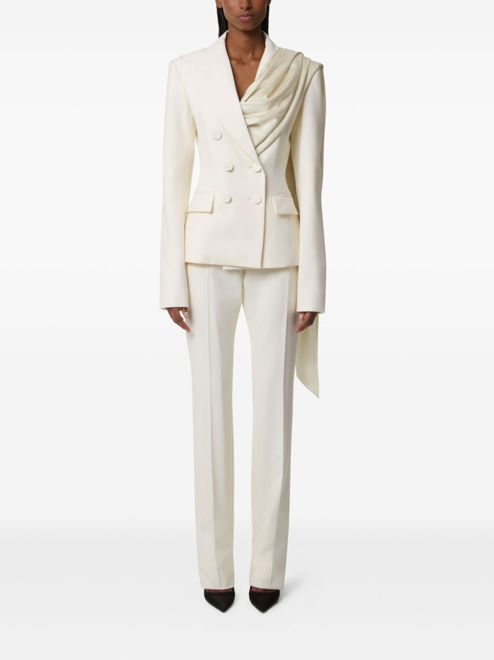 draped-scarf double-breasted blazer - 2