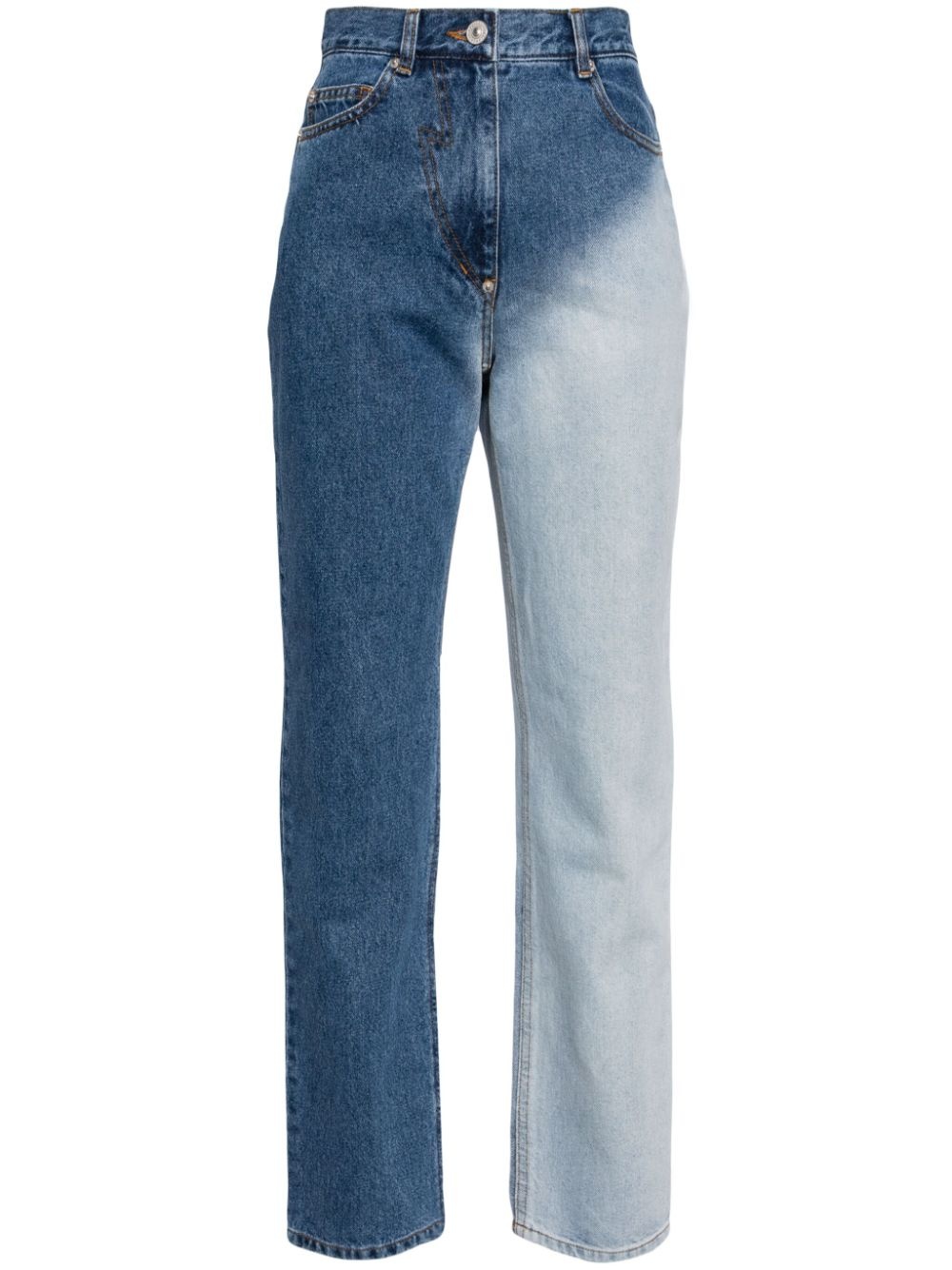 high-rise two-tone jeans - 1