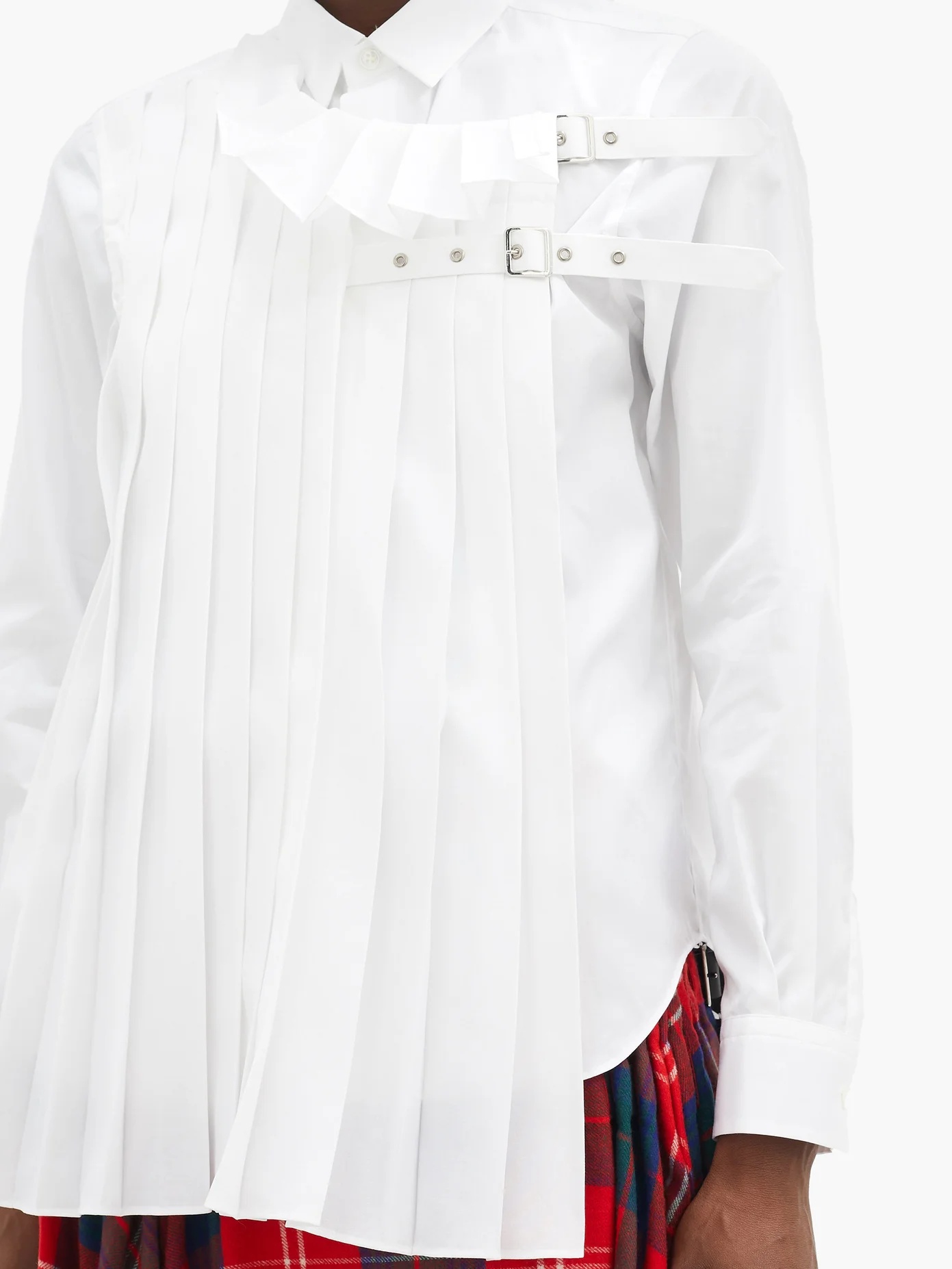 Pleated & buckled-strap cotton-poplin shirt - 3