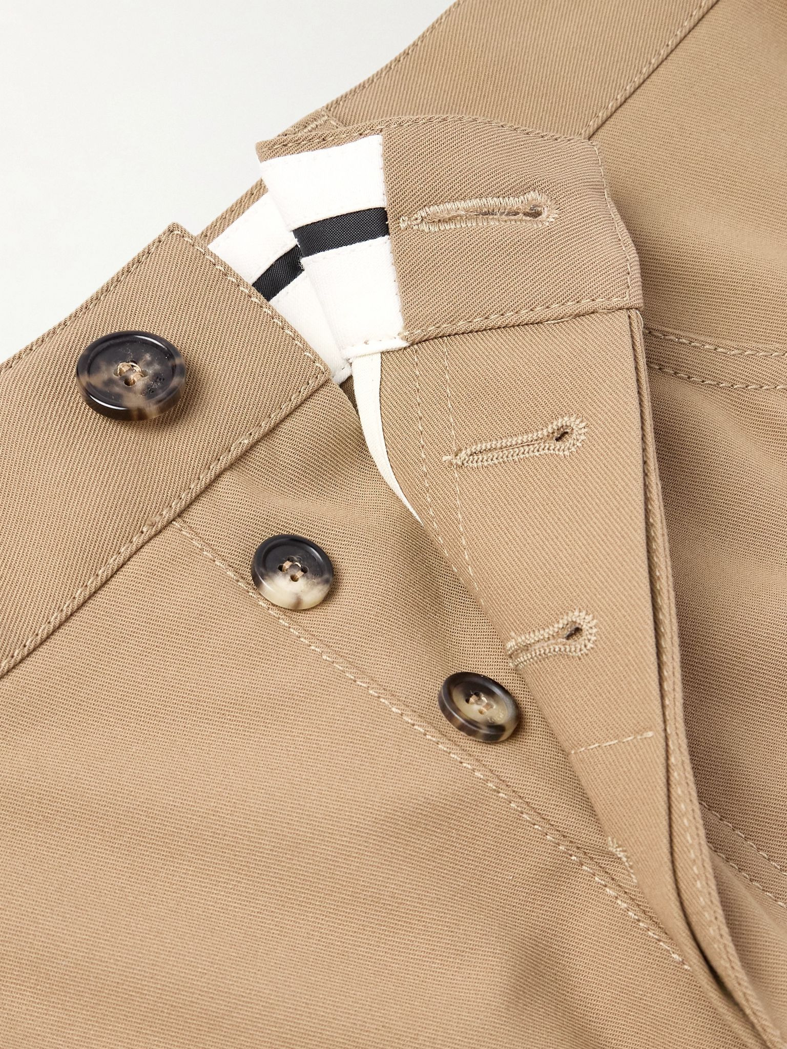 Carpenter Straight-Leg Leather-Trimmed Cotton-Twill Trousers Beige - 6