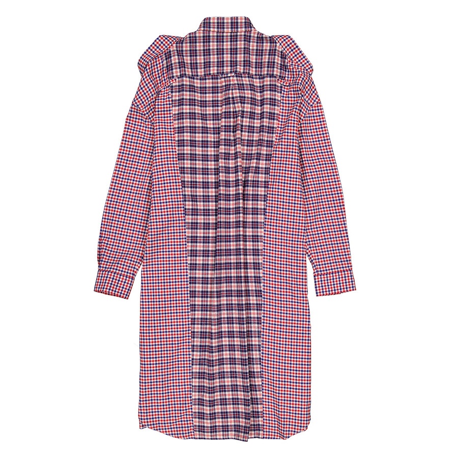 Burberry Bright Red Reconstructed Contrast Check Shirt Dress - 2
