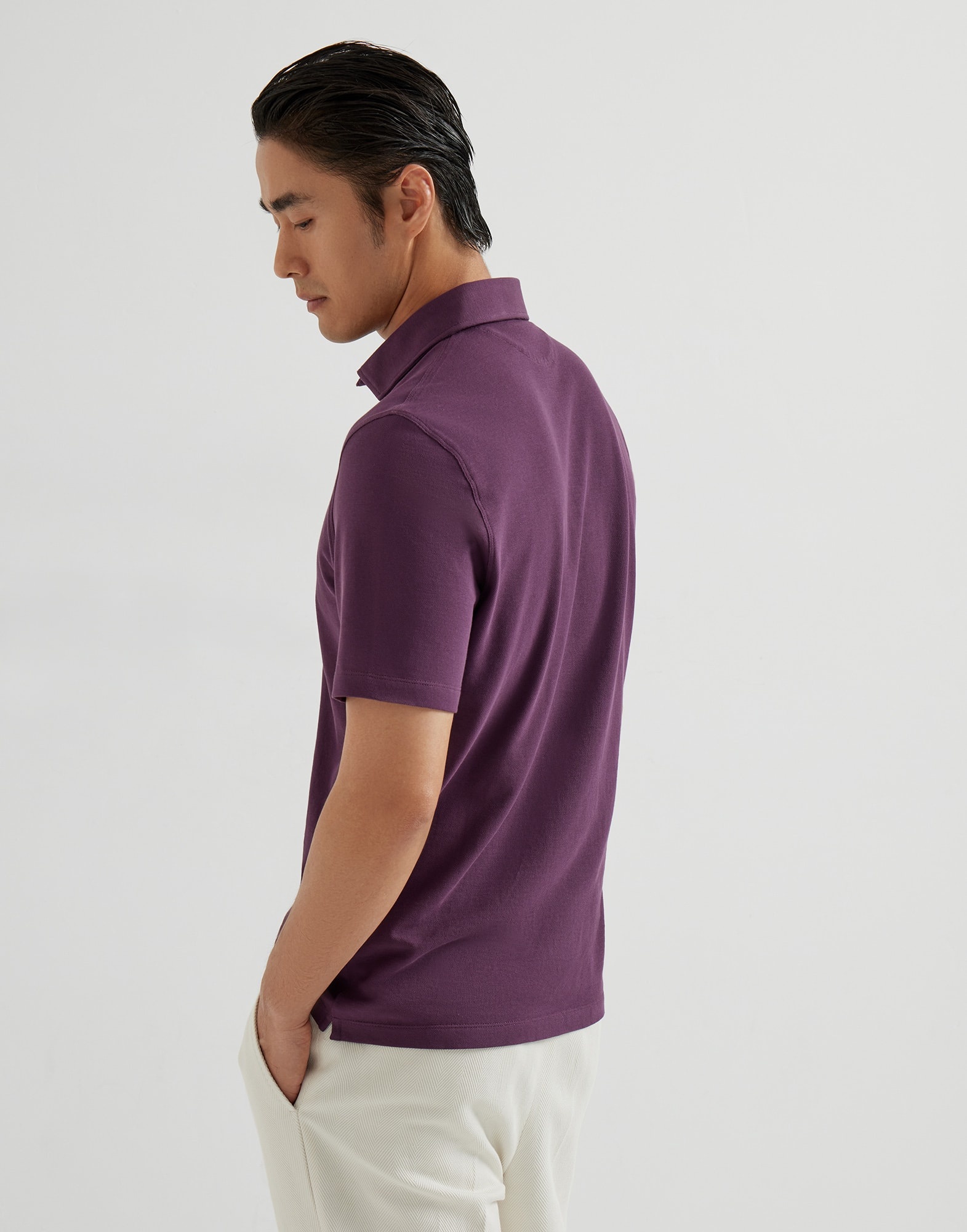 Cotton piqué polo with shirt-style collar - 2