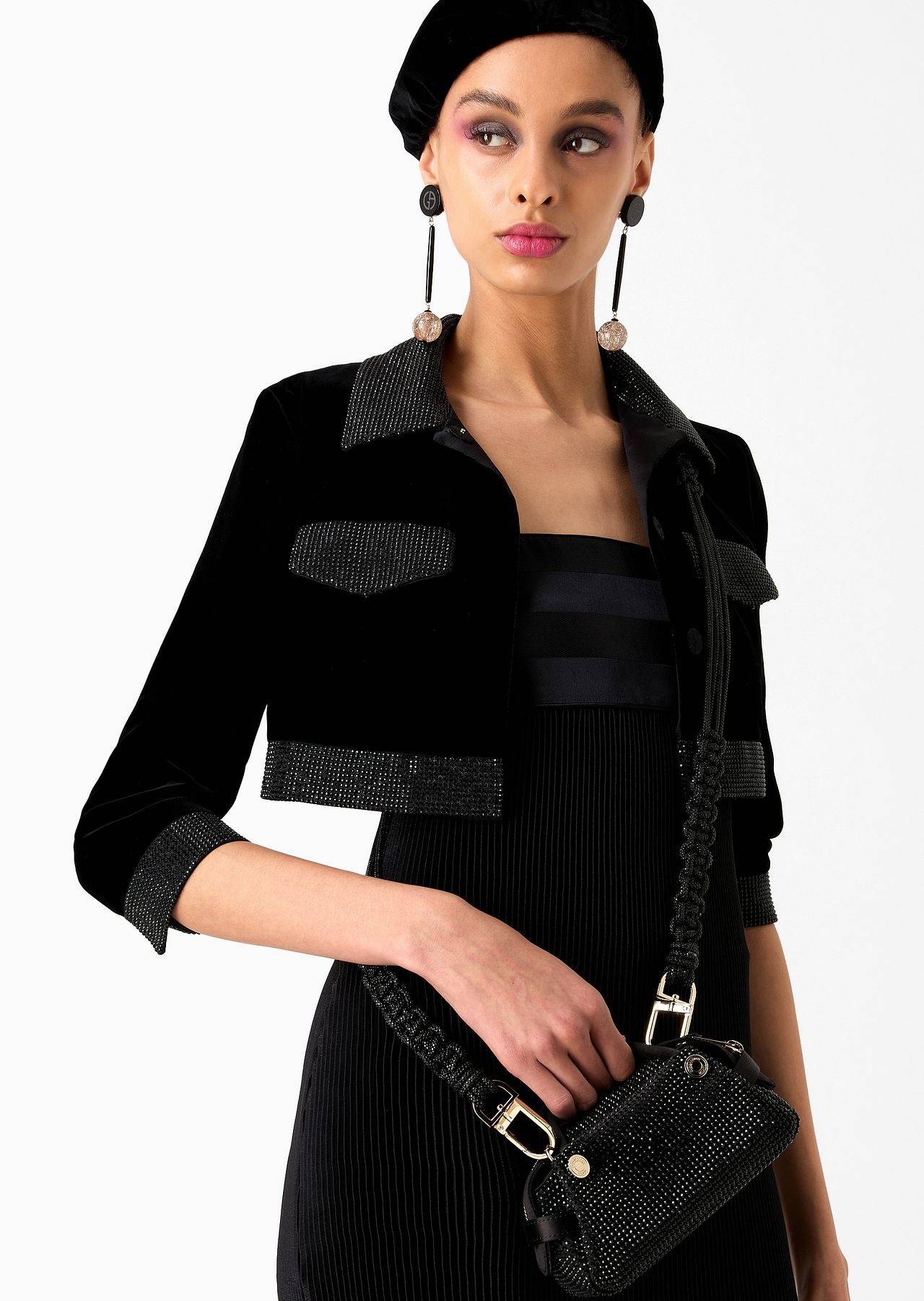 Long rhinestone strap with a woven motif - 3