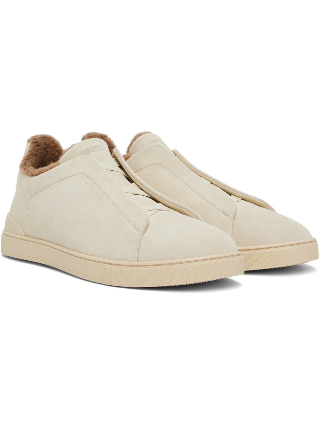 Gray Suede Triple Stitch Sneakers - 4
