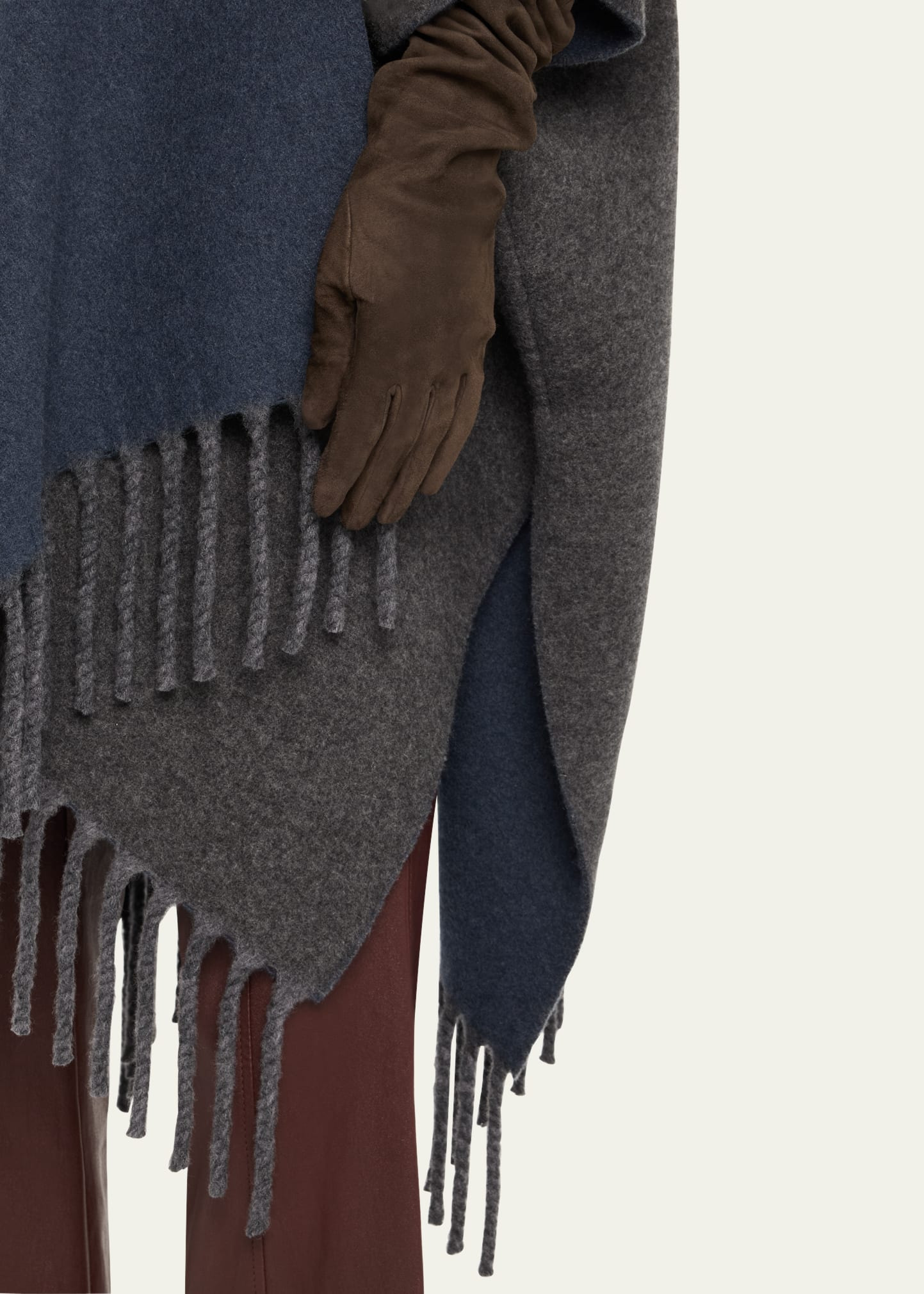 Reversible Cashmere Poncho - 5