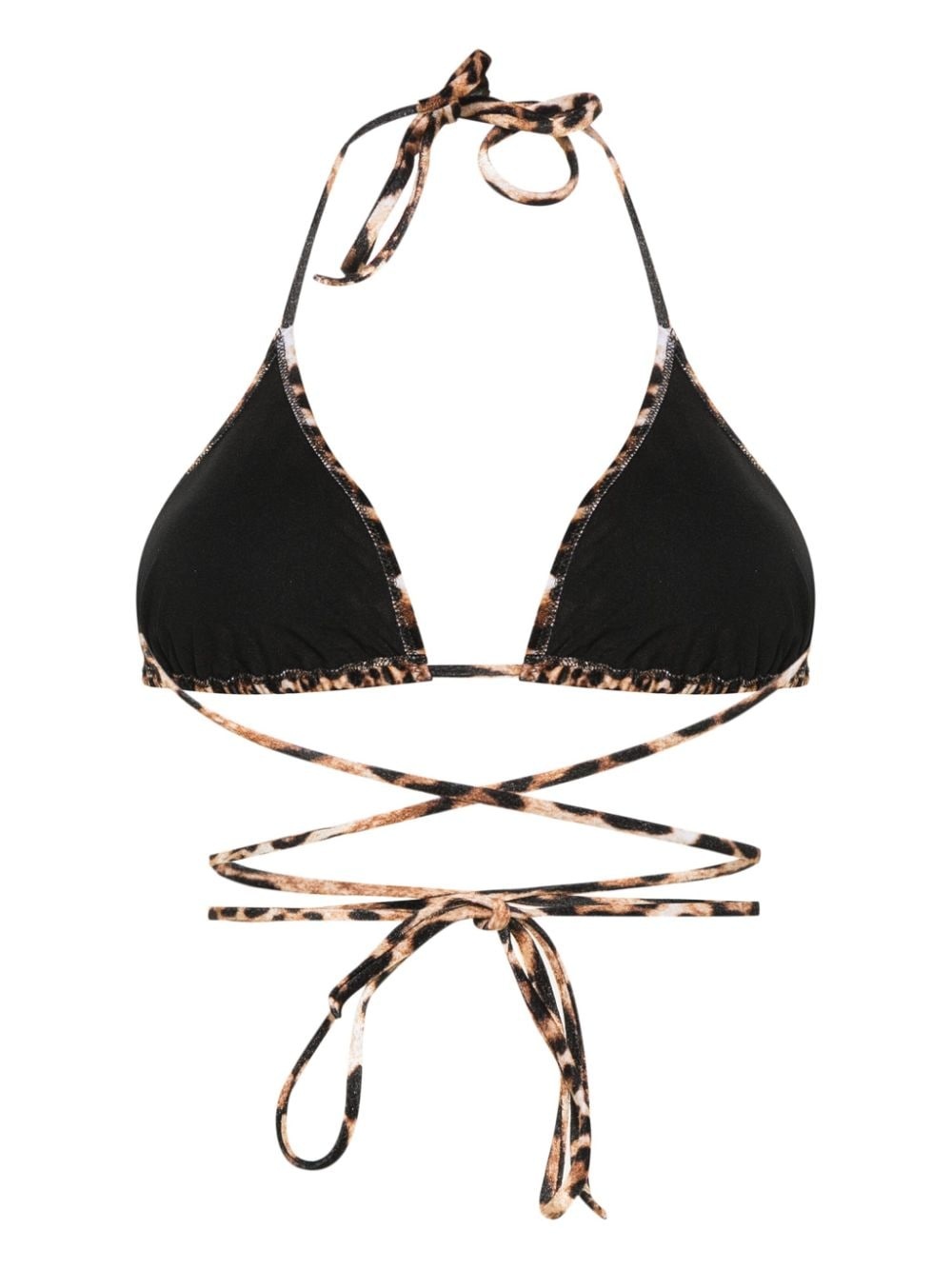 leopard-print velour bikini top - 2