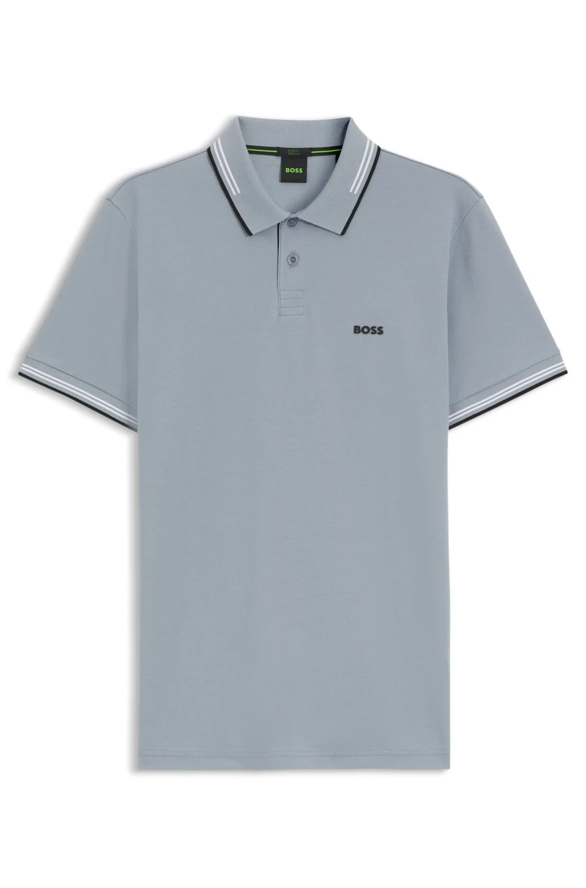 STRETCH-COTTON SLIM-FIT POLO SHIRT WITH BRANDING AND STRIPES - 1
