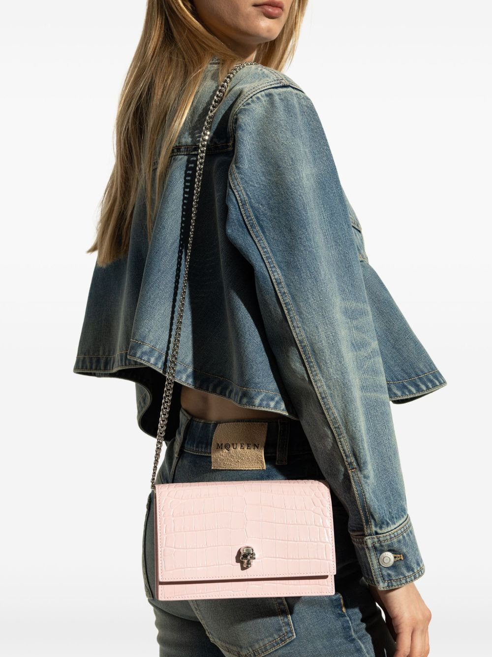 small Skull crocodile-embossed shoulder bag - 2