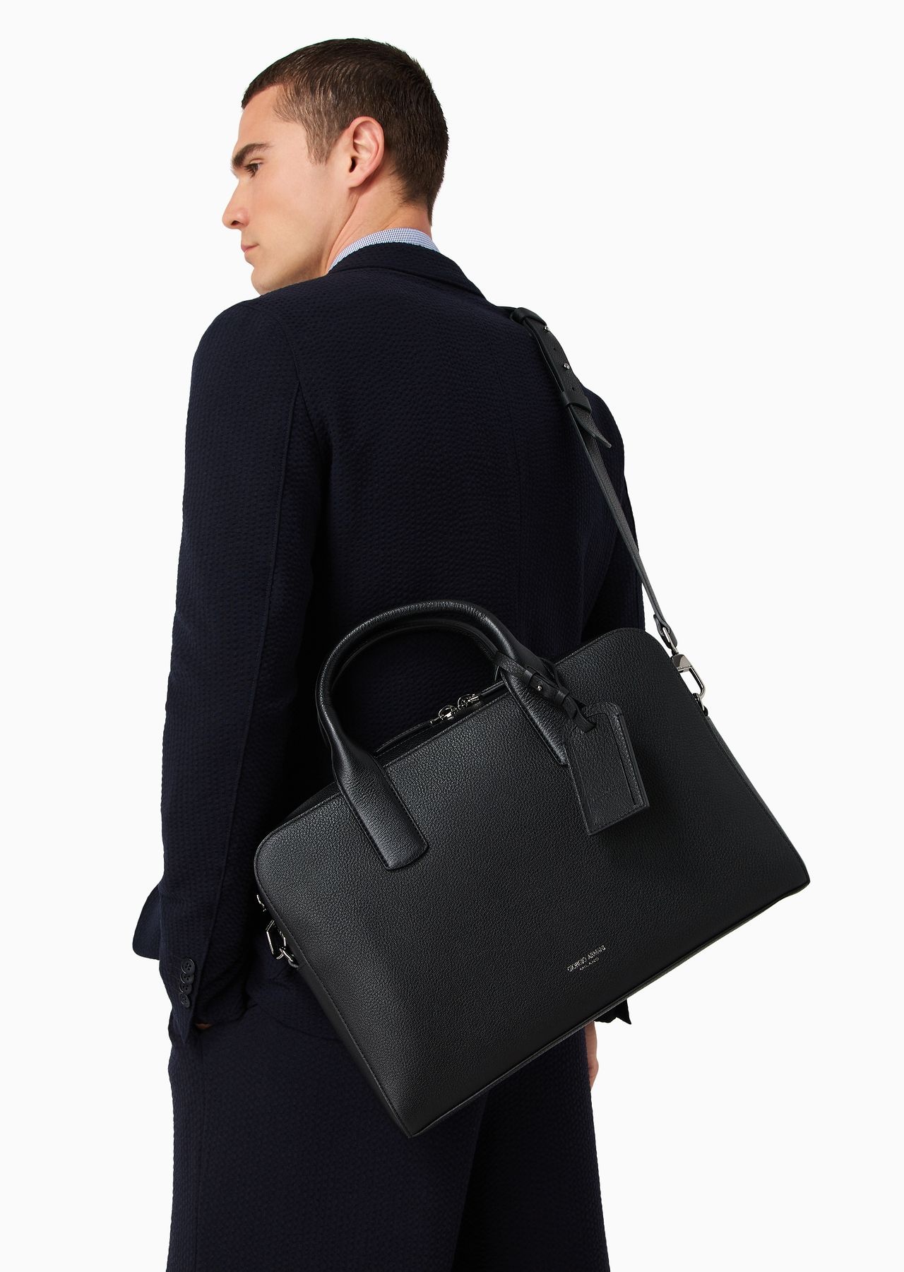 Pebbled leather briefcase - 7