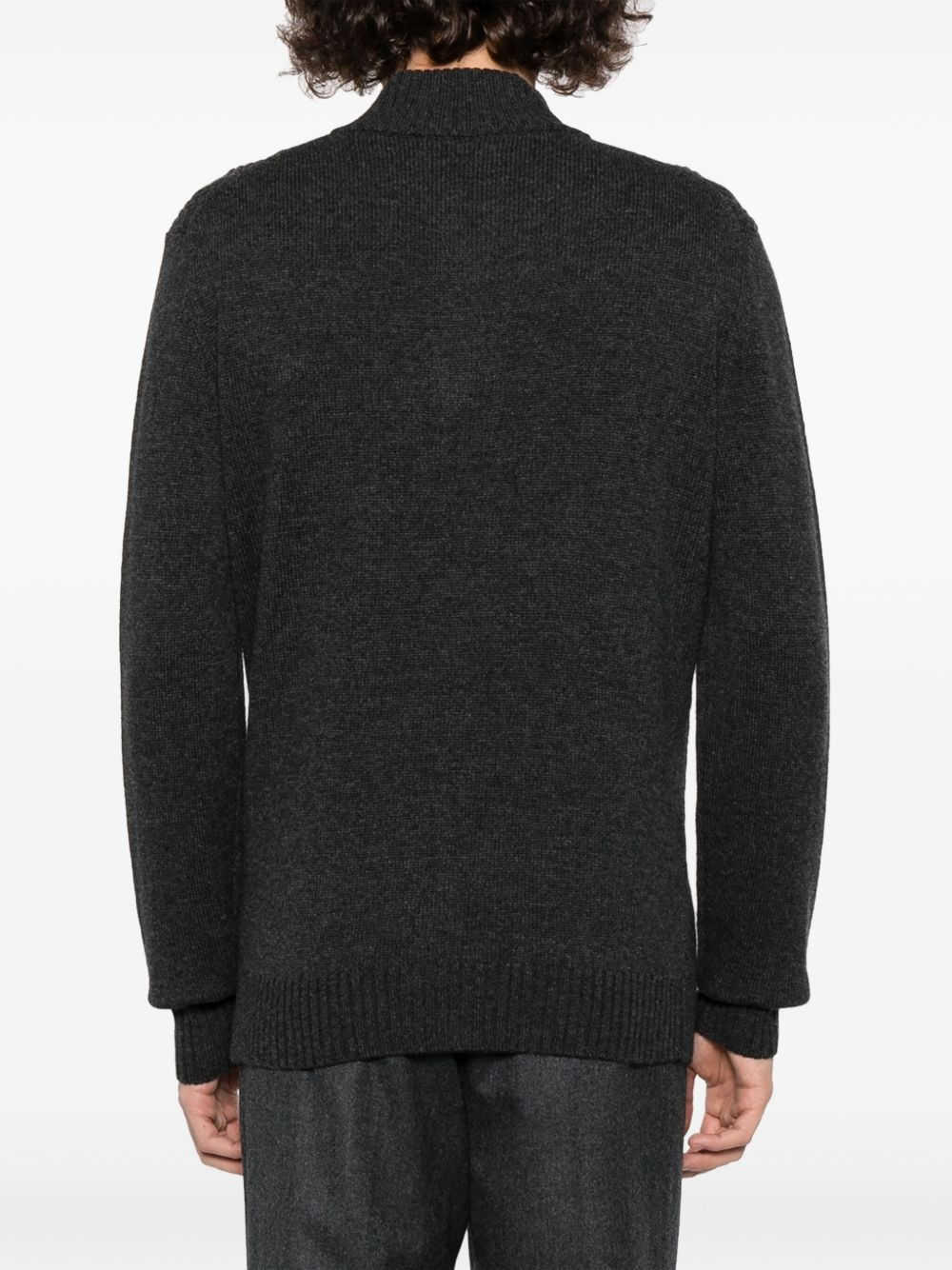herringbone mock-neck jumper - 4