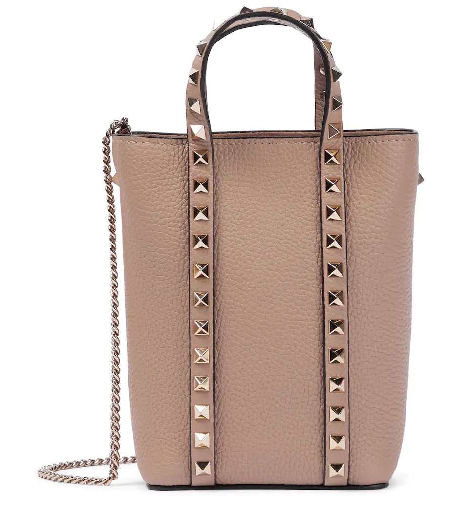 Rockstud leather tote bag - 1