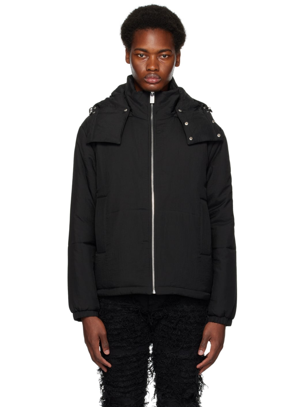 Black Buckle Puffer Jacket