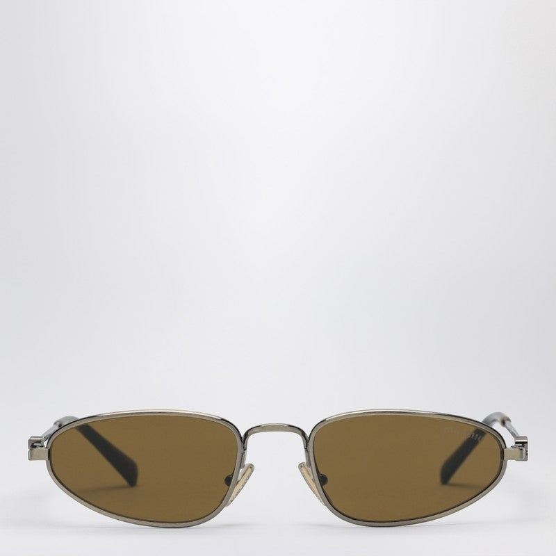 Miu Miu Miu Miu Logo Old Gold/Dark Brown Sunglasses Women - 1