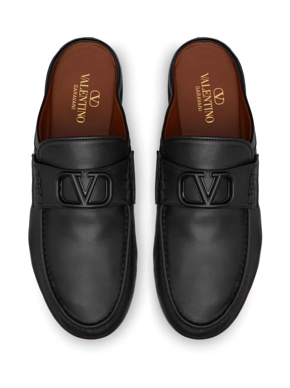 VLogo leather slippers - 4