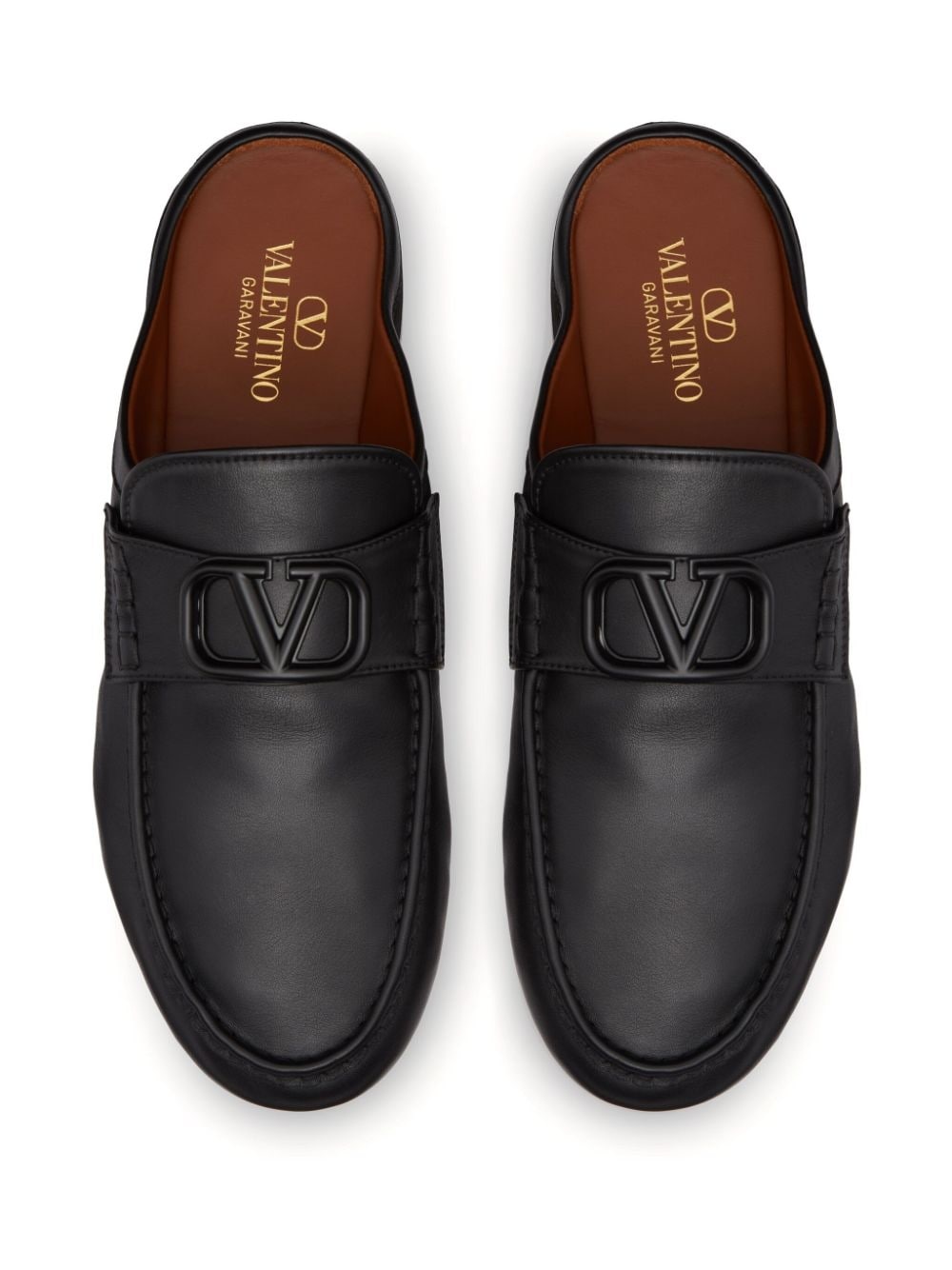VLogo leather slippers - 4