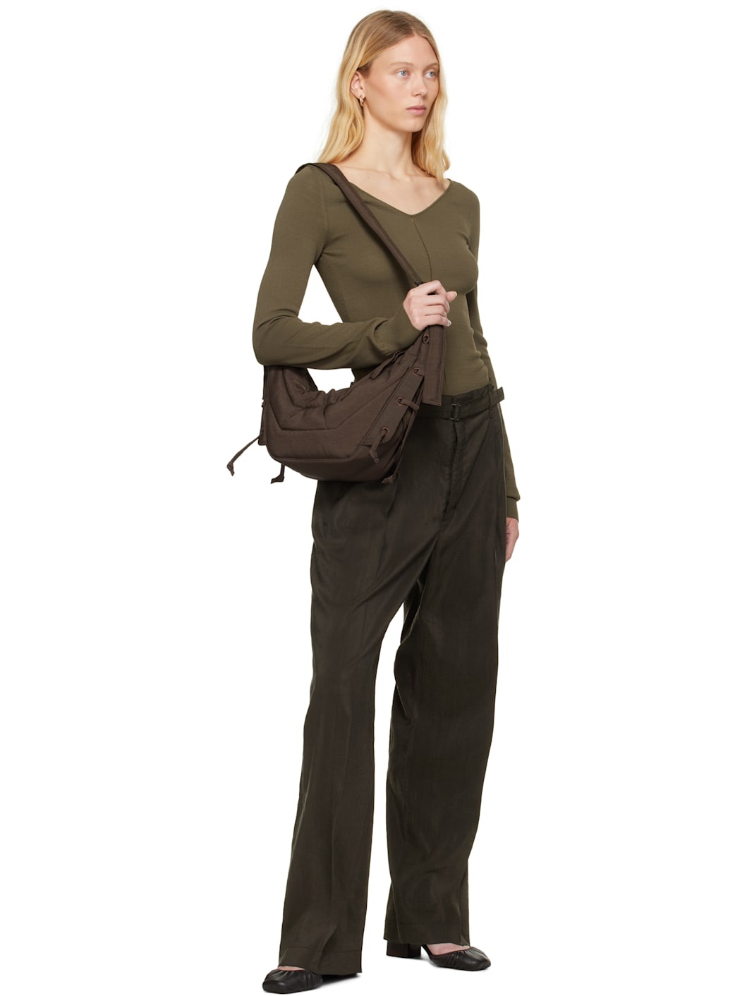 Khaki Wide V-Neck Top - 5