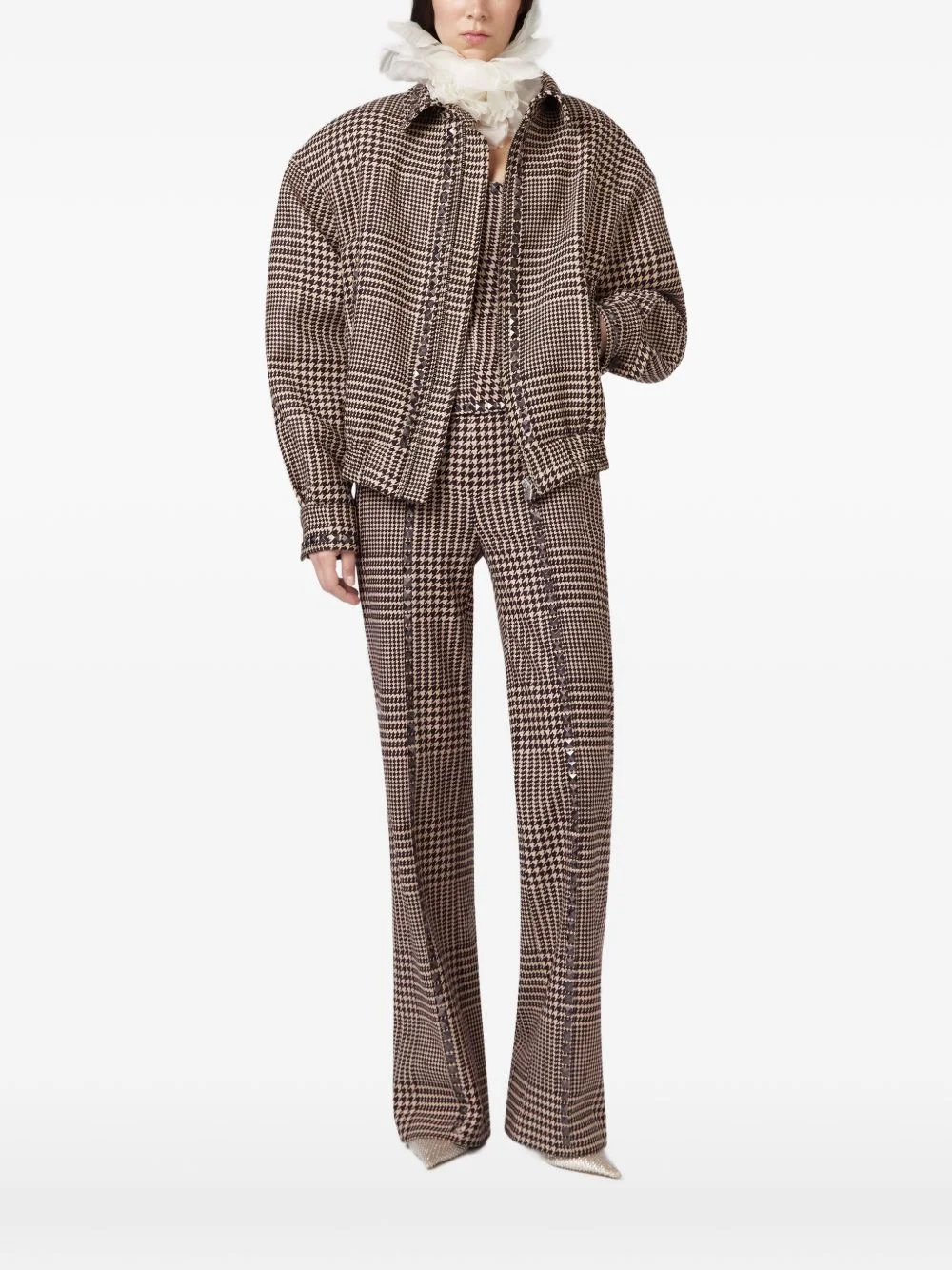 houndstooth-pattern stud-embellished jacket - 1