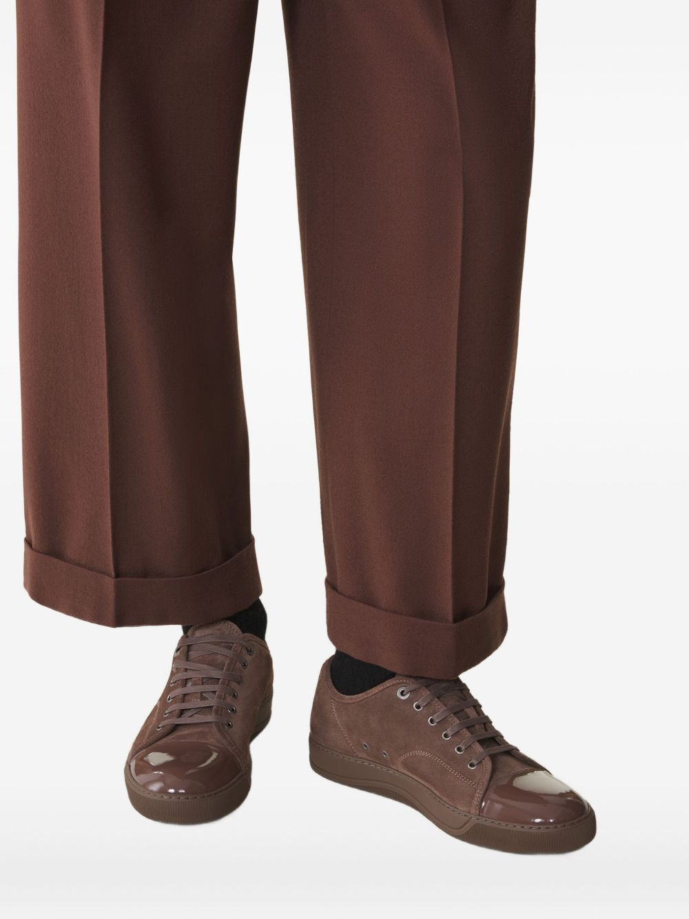 suede leather cap-toe sneakers - 5