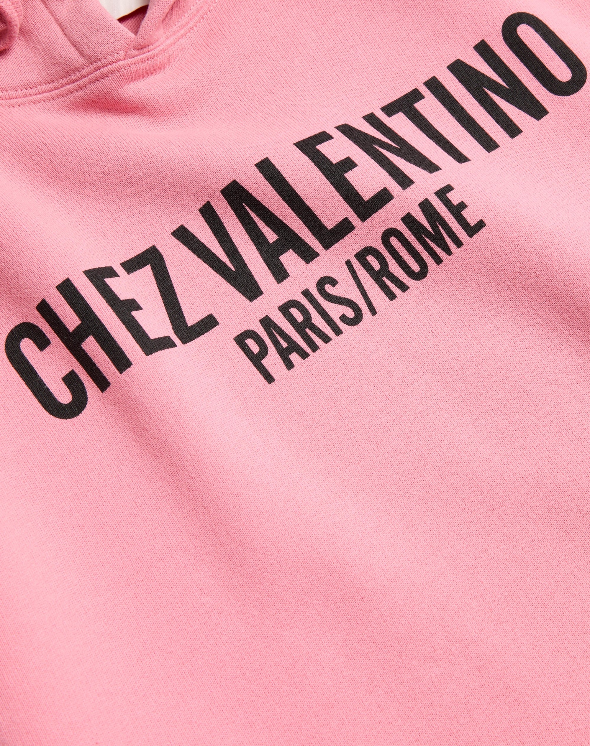 COTTON SWEATSHIRT WITH HOOD AND CHEZ VALENTINO PRINT - 9