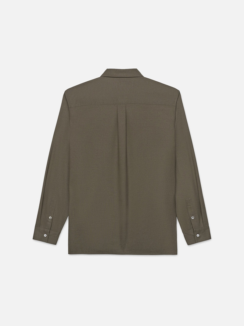 FRAME Brushed Flannel Shirt in Dark Olive outlook
