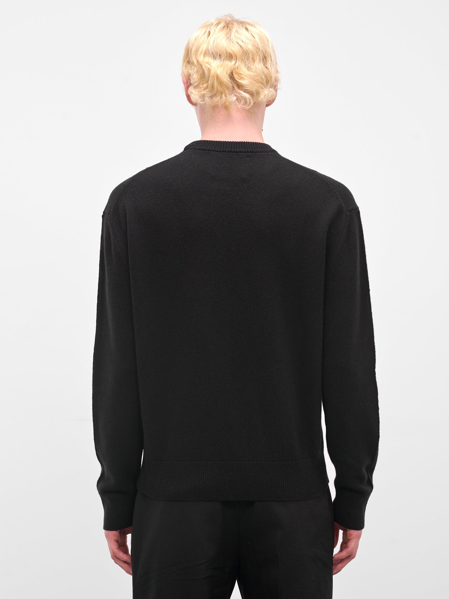 Black Rib-Knit Crewneck Sweater - 3