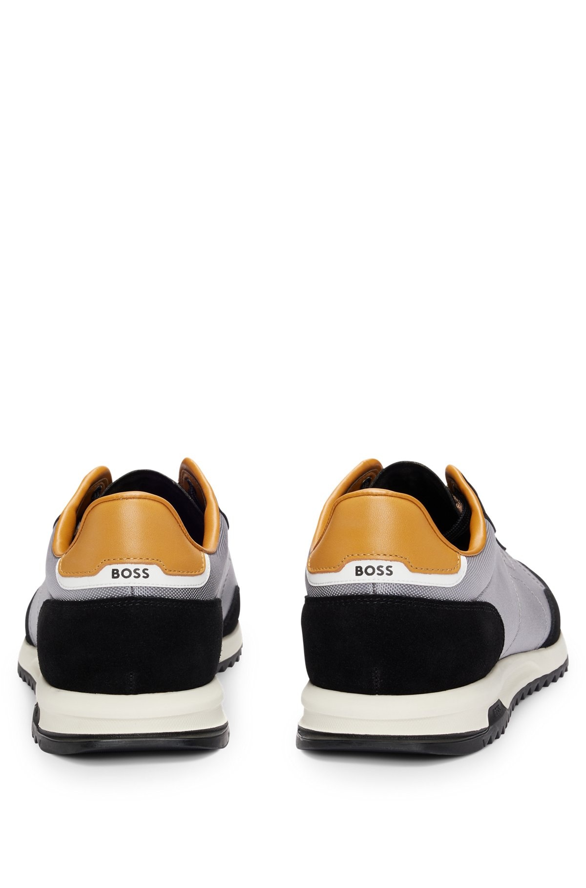 TEXTURED-FABRIC LACE-UP TRAINERS WITH SUEDE TRIMS - 5