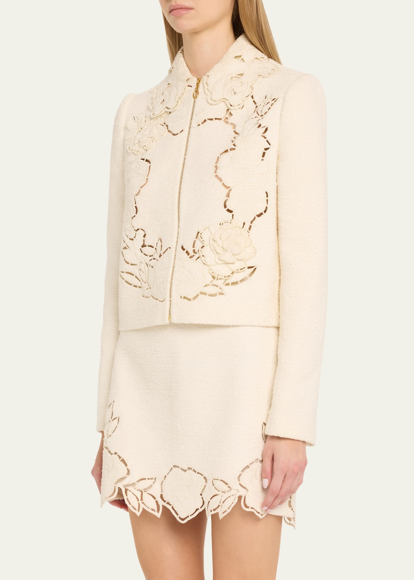 Rose Ladder Stitch Tweed Jacket - 4