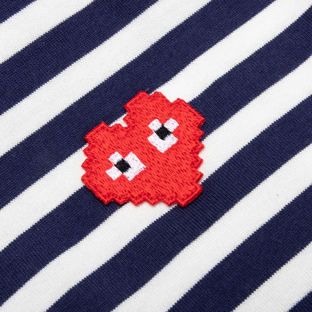 COMME DES GARCONS PLAY X THE ARTIST INVADER L/S T-SHIRT - NAVY/WHITE - 3