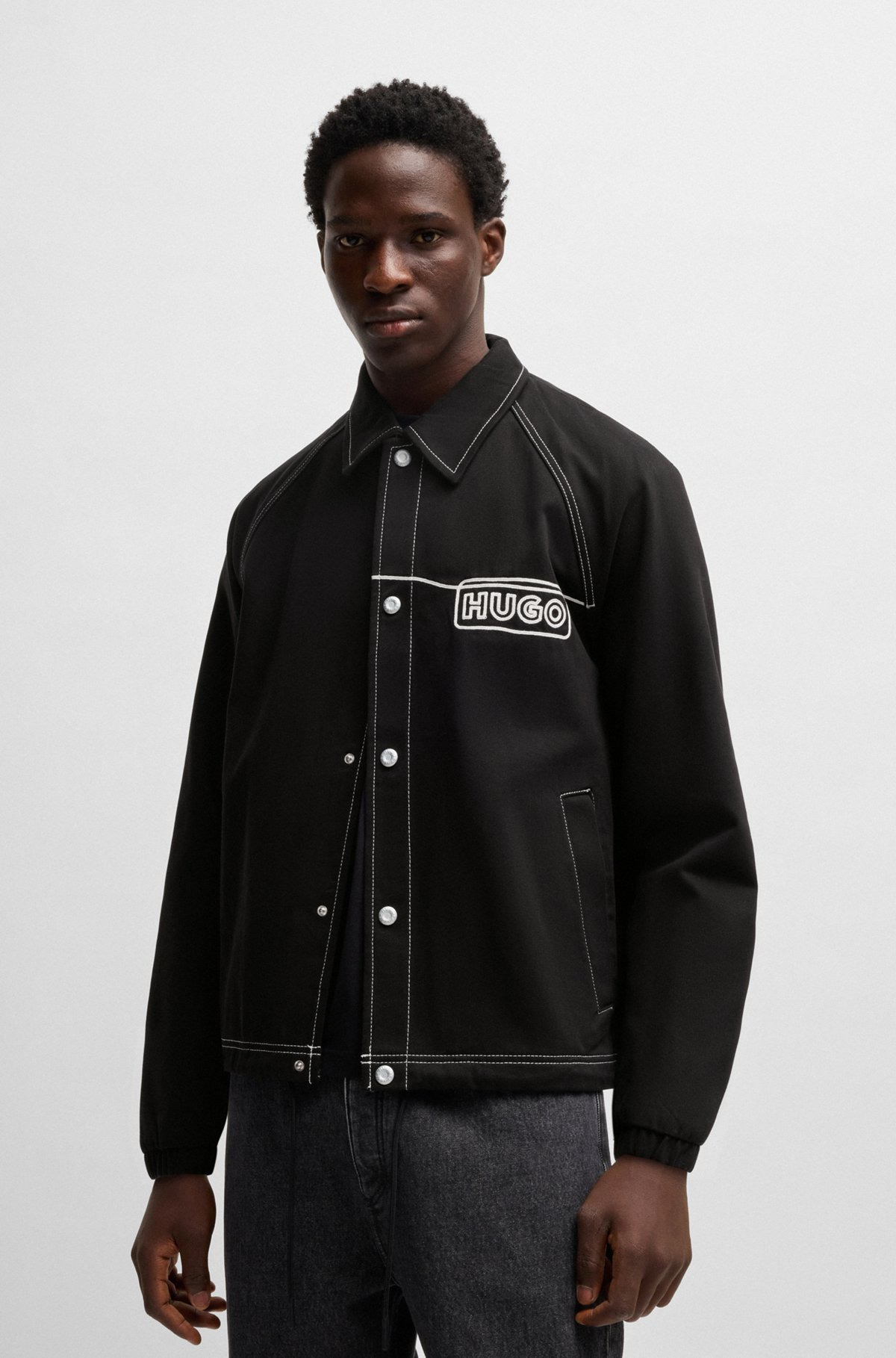 COTTON-TWILL JACKET WITH CHAIN-STITCH LOGO - 2