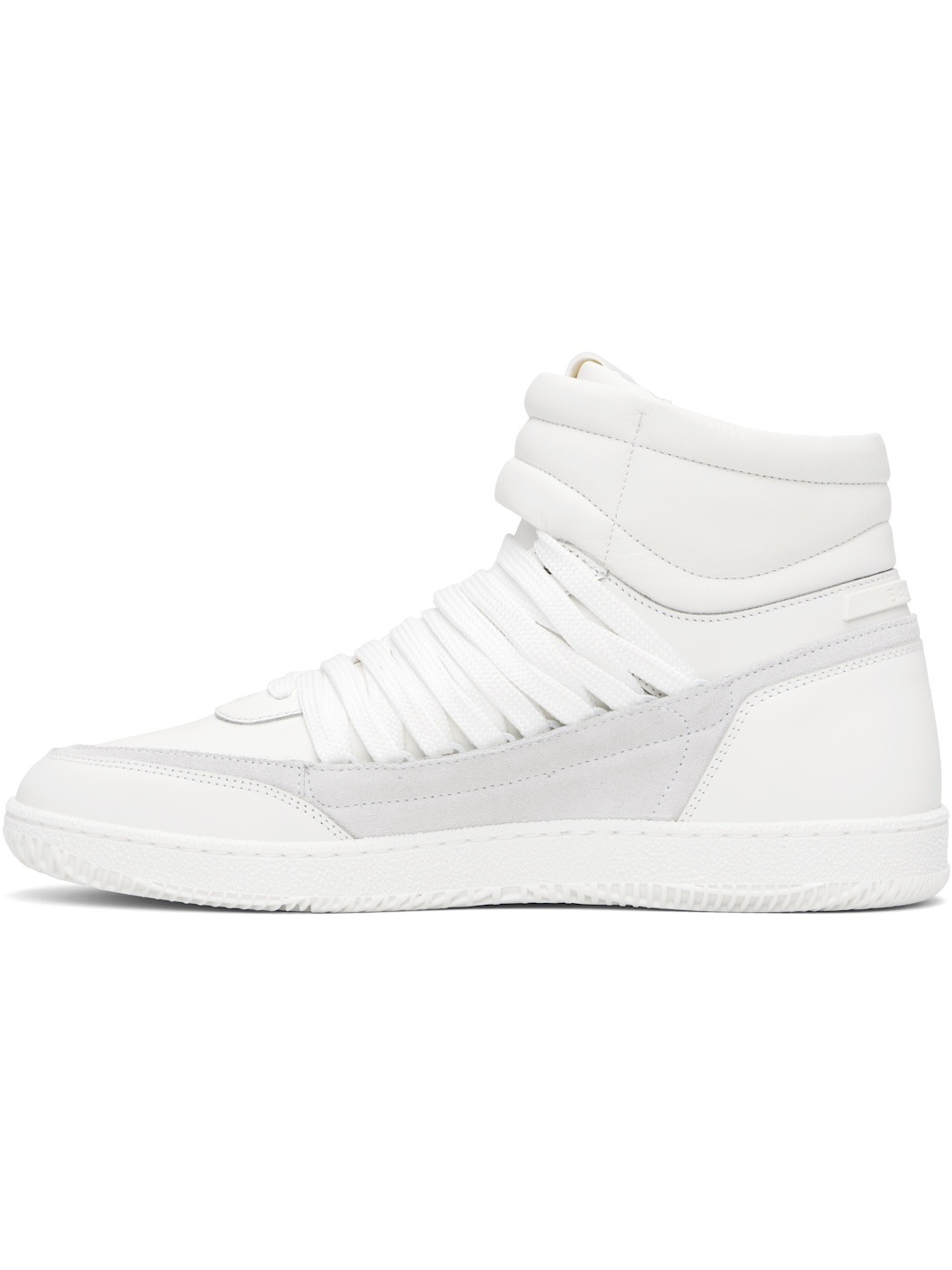 White Leather 'Balmain Swan' Mid-Top Lace-Up Sneakers - 3