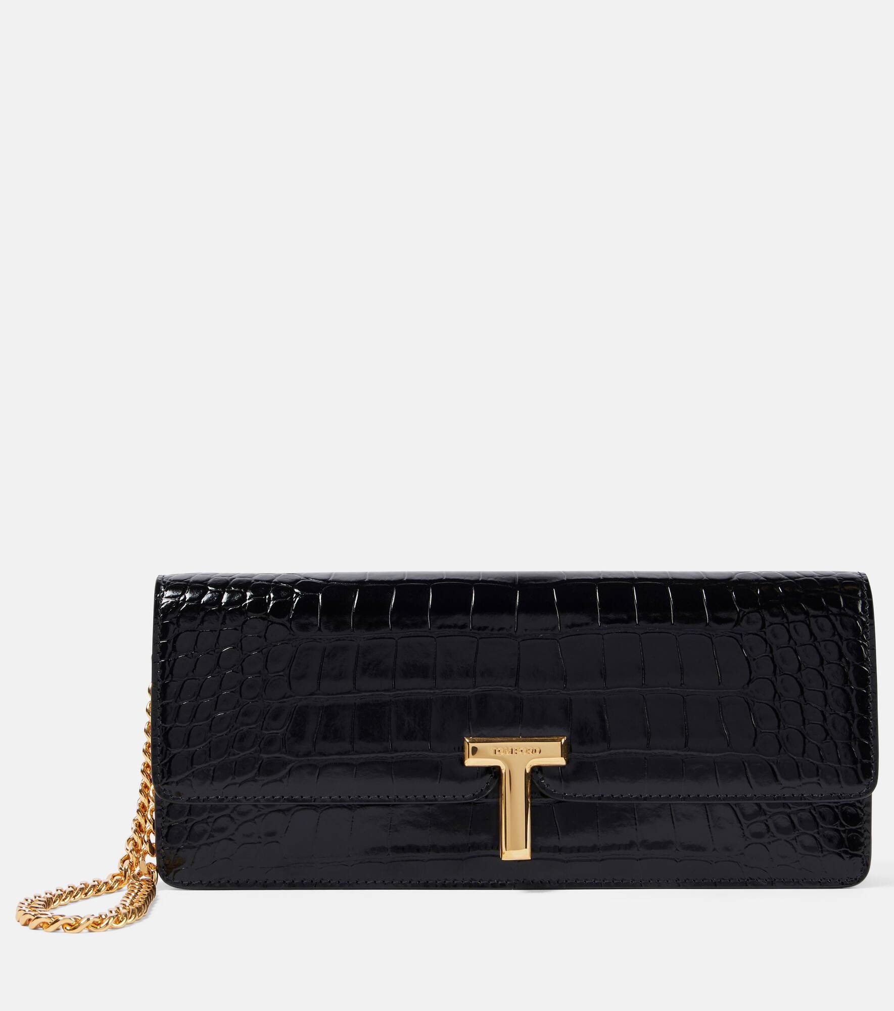 TOM FORD Wallis croc-effect patent leather clutch mytheresa