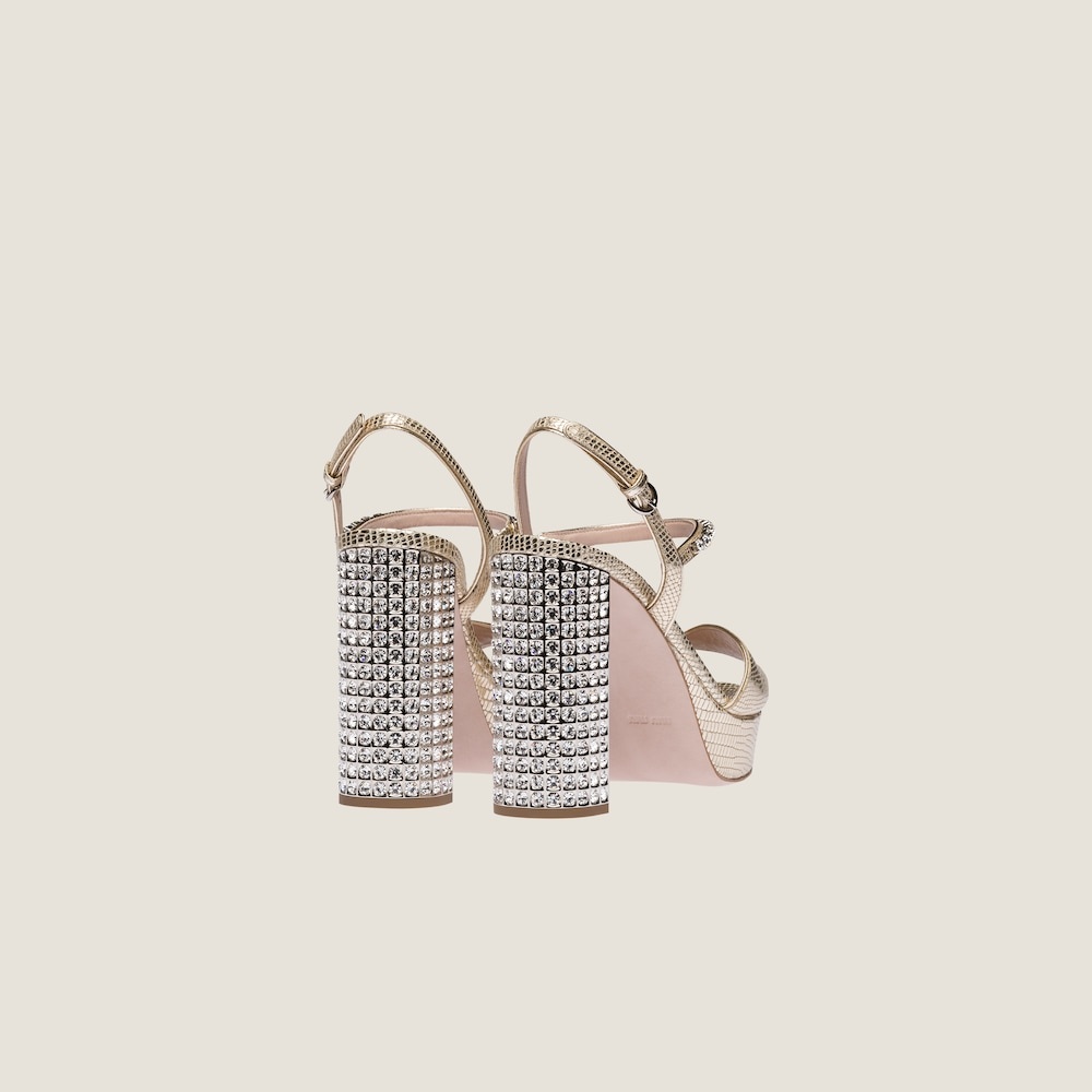 Lizard-print leather platform sandals - 3