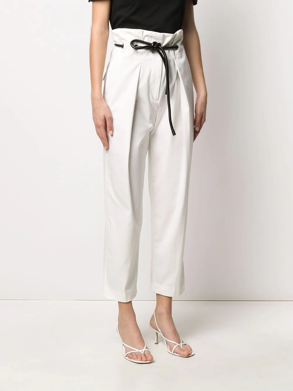 paperbag-waist cropped trousers - 3