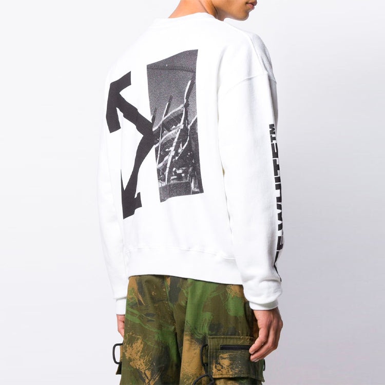 Off-White Arrow Pattern Round Neck Pullover White OMBA035E19D250100110 - 3